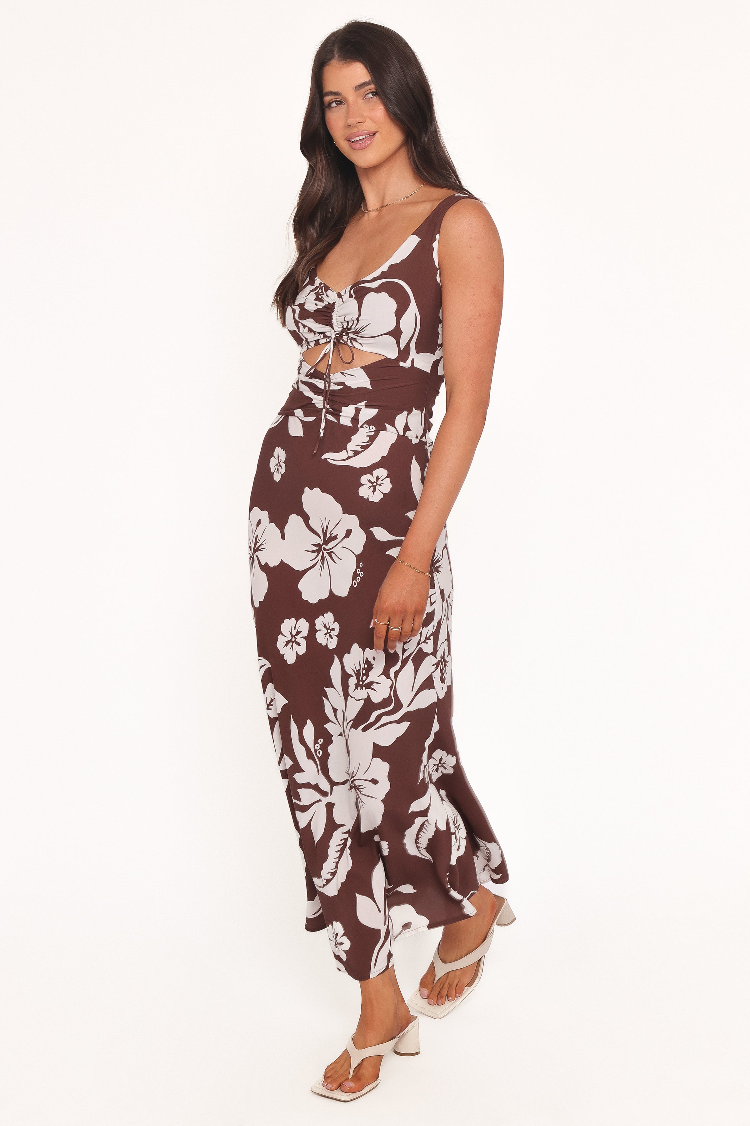Orin Maxi Dress - Brown Hibiscus