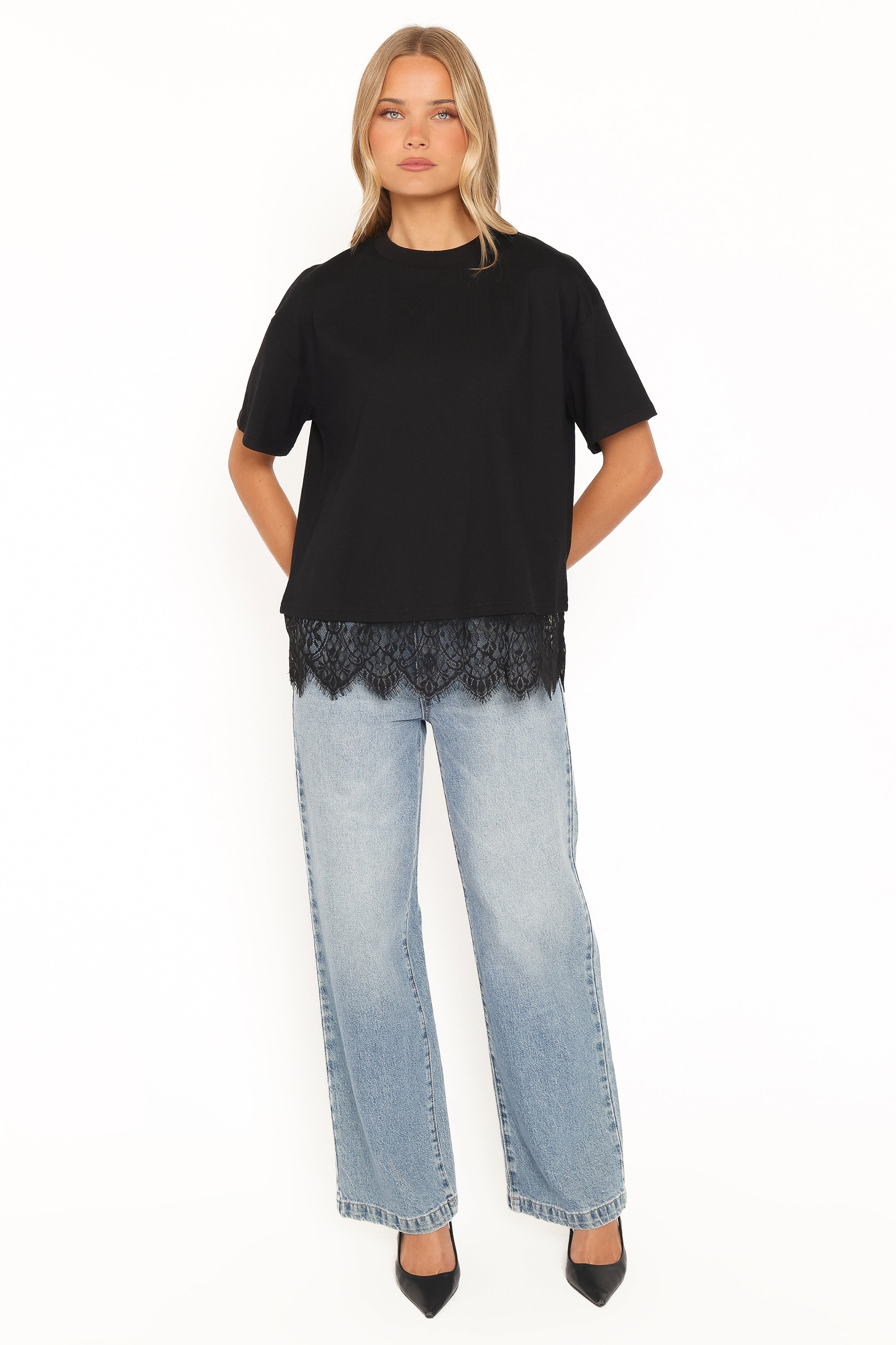 Paolina Lace Tee - Black