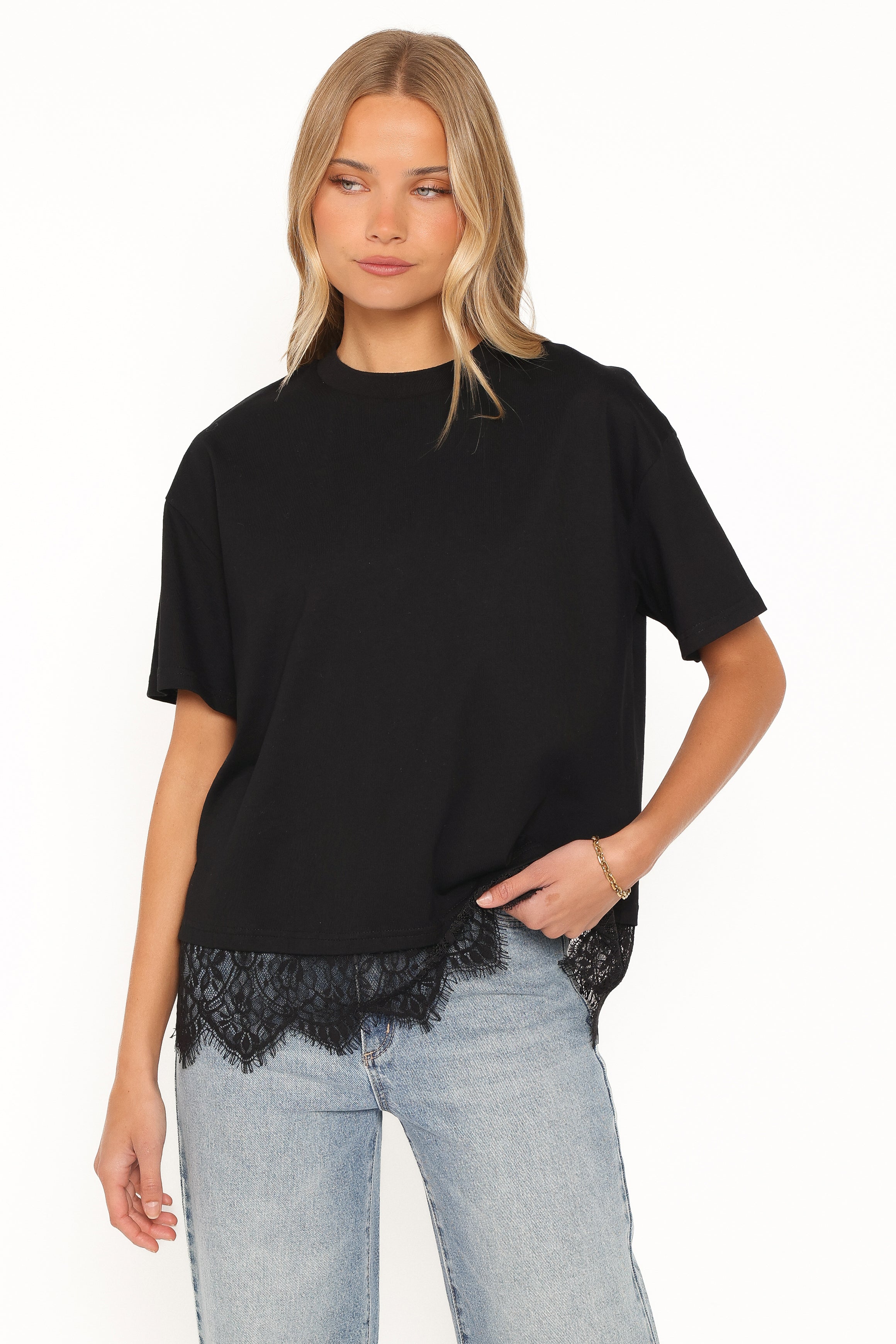 Paolina Lace Tee - Black