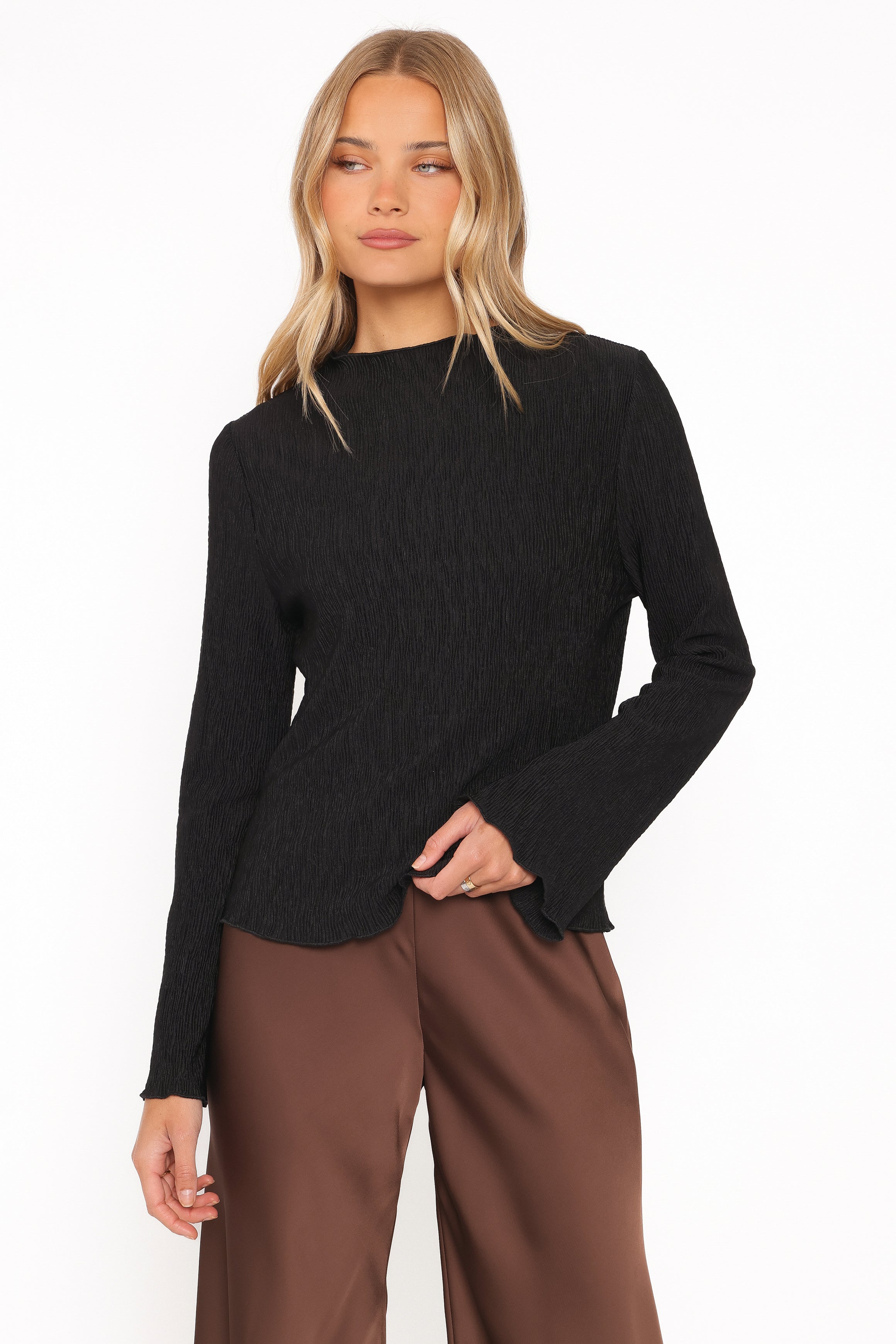 Penny Plisse Top - Black