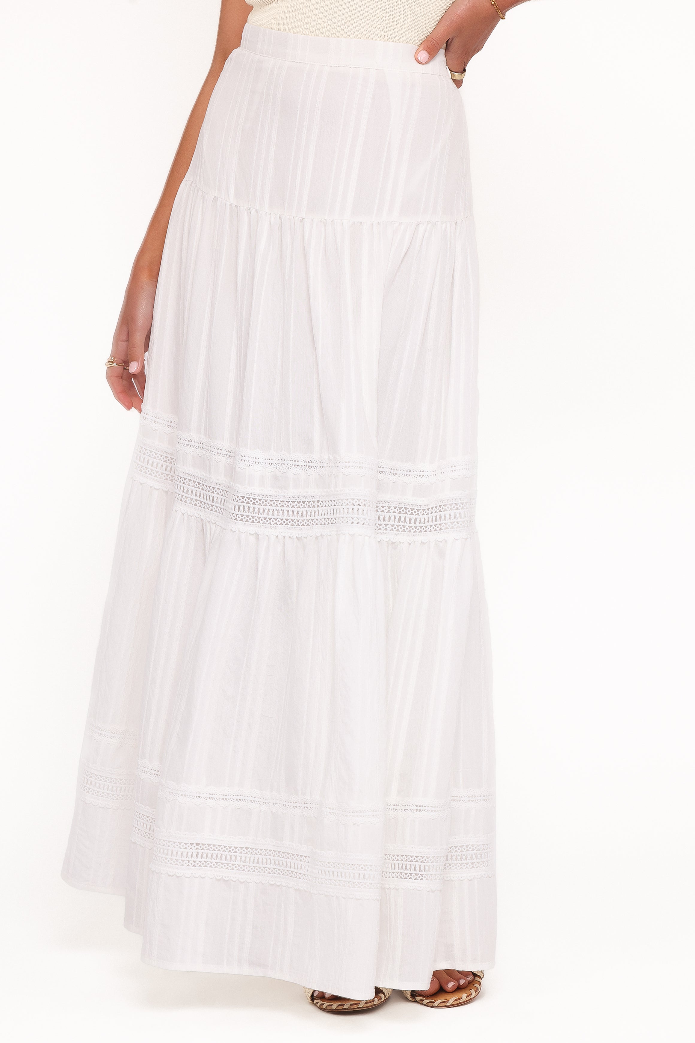 Peony Maxi Skirt - White