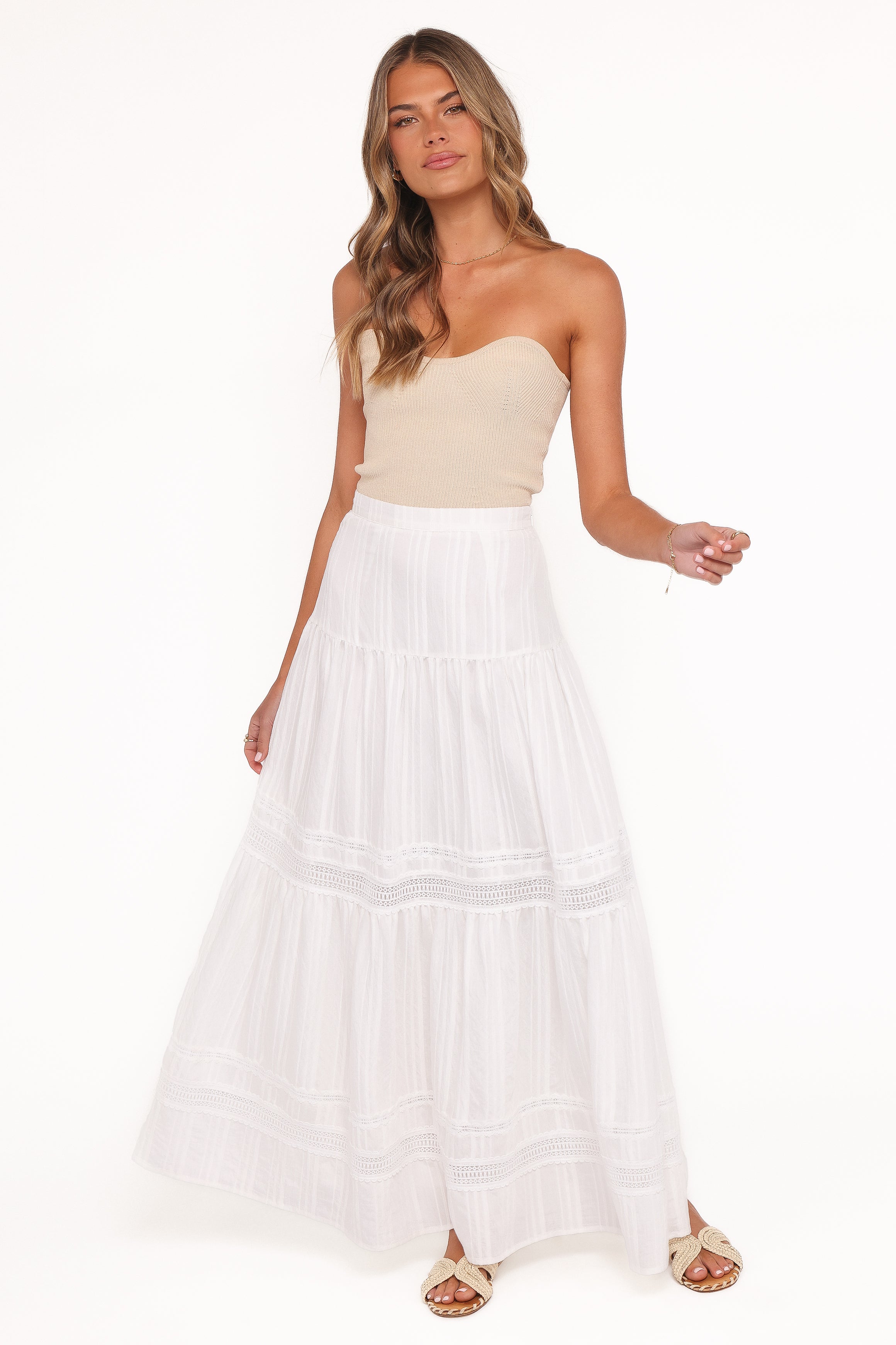 Peony Maxi Skirt - White