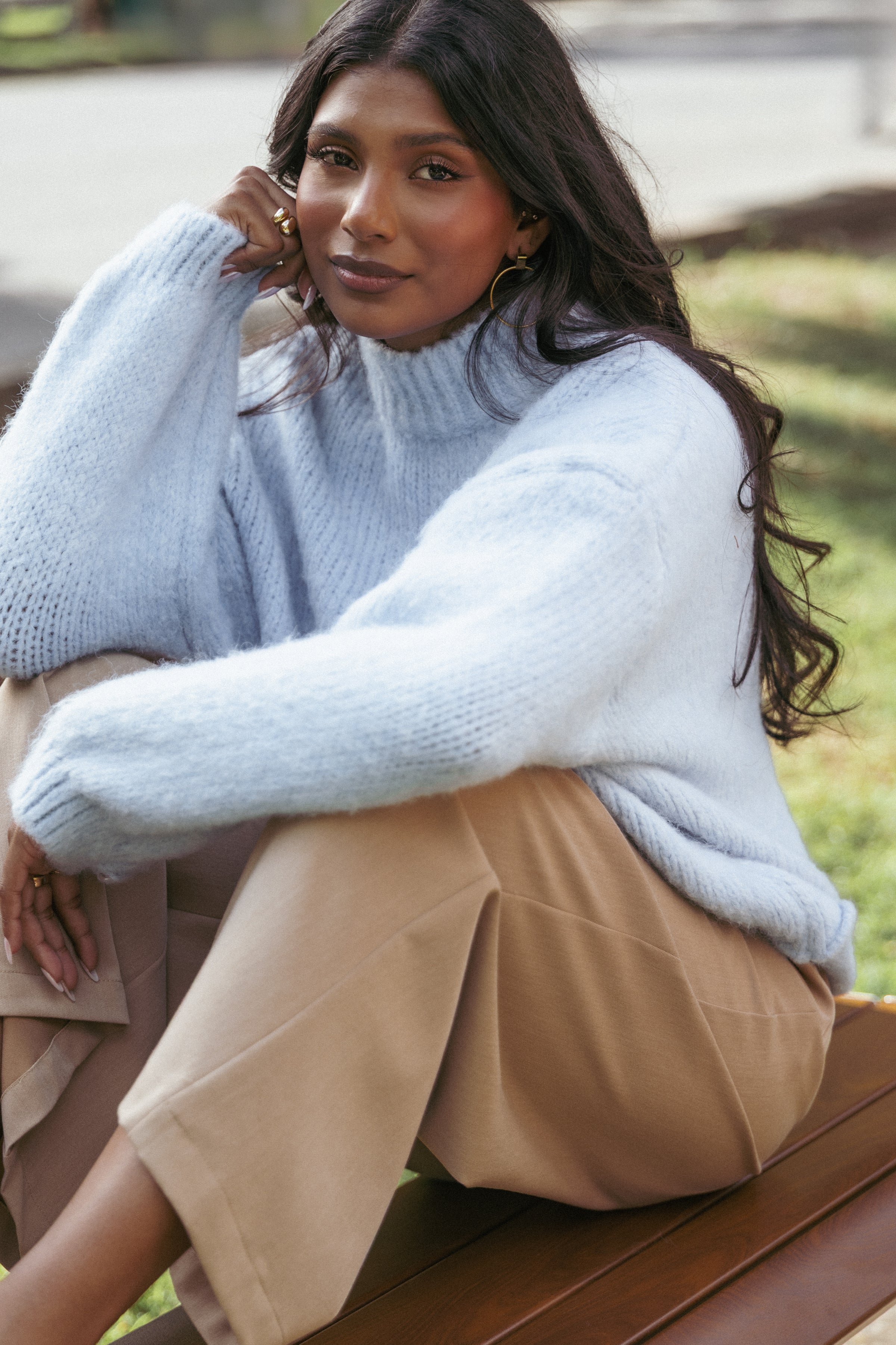 Pia Mockneck Knit - Blue