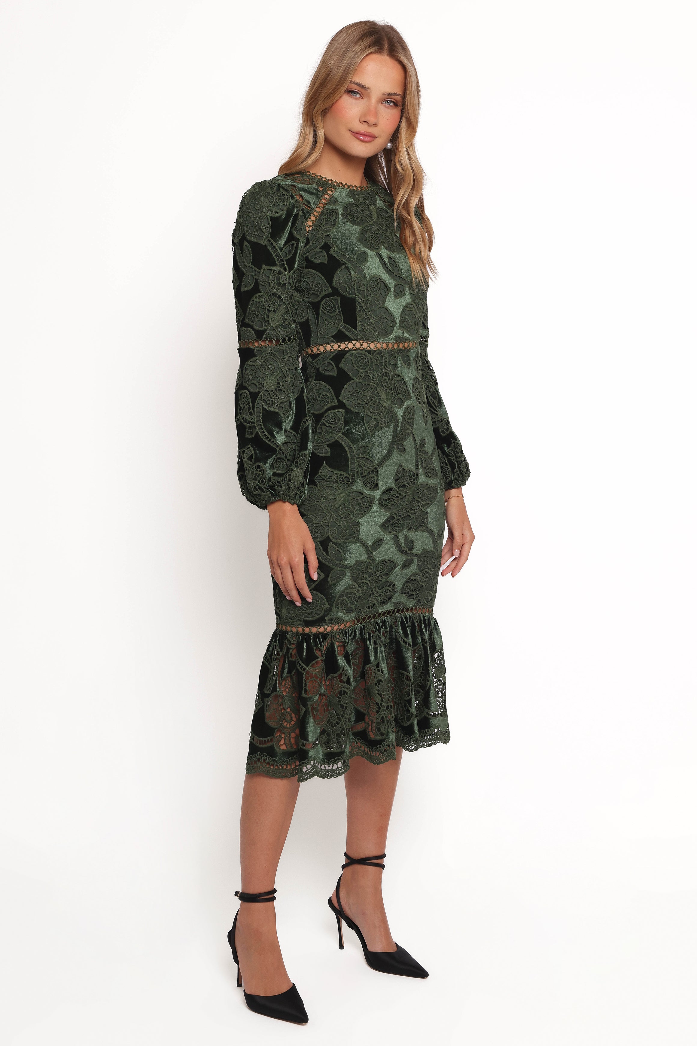Pierre Long Sleeve Maxi Dress - Deep Velvet Green
