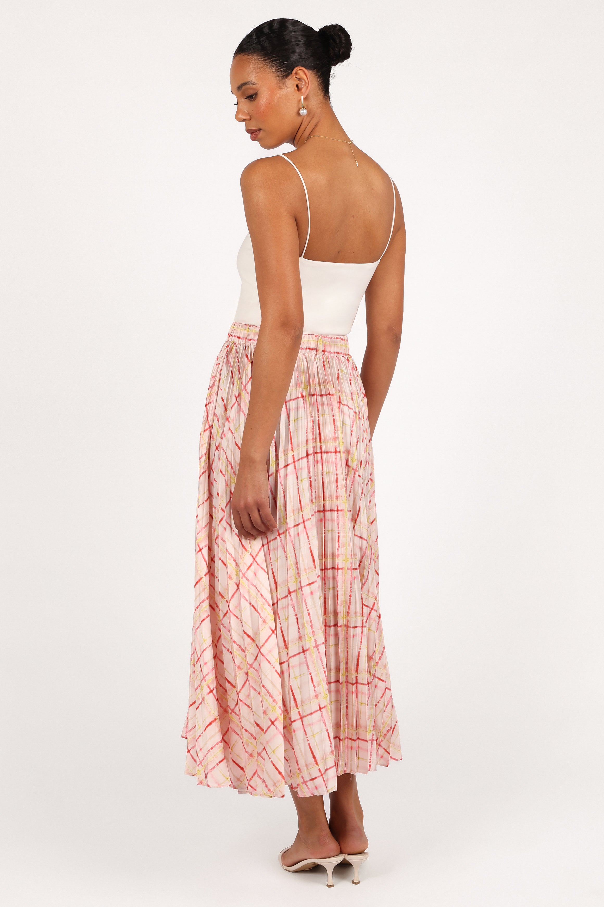 Polina Pleated Maxi Skirt - Sunset Check