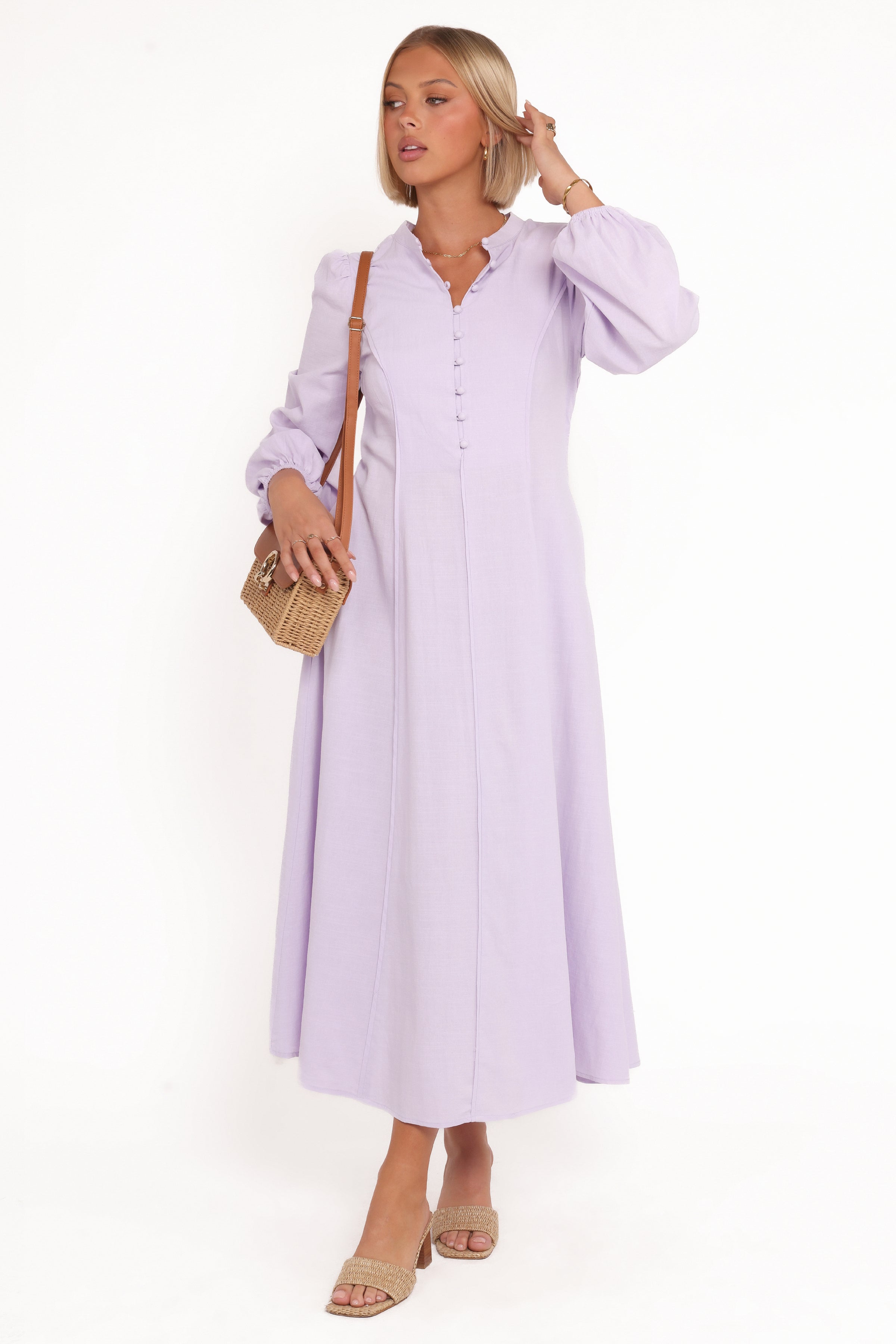 Raleigh Long Sleeve Midi Dress - Lavender