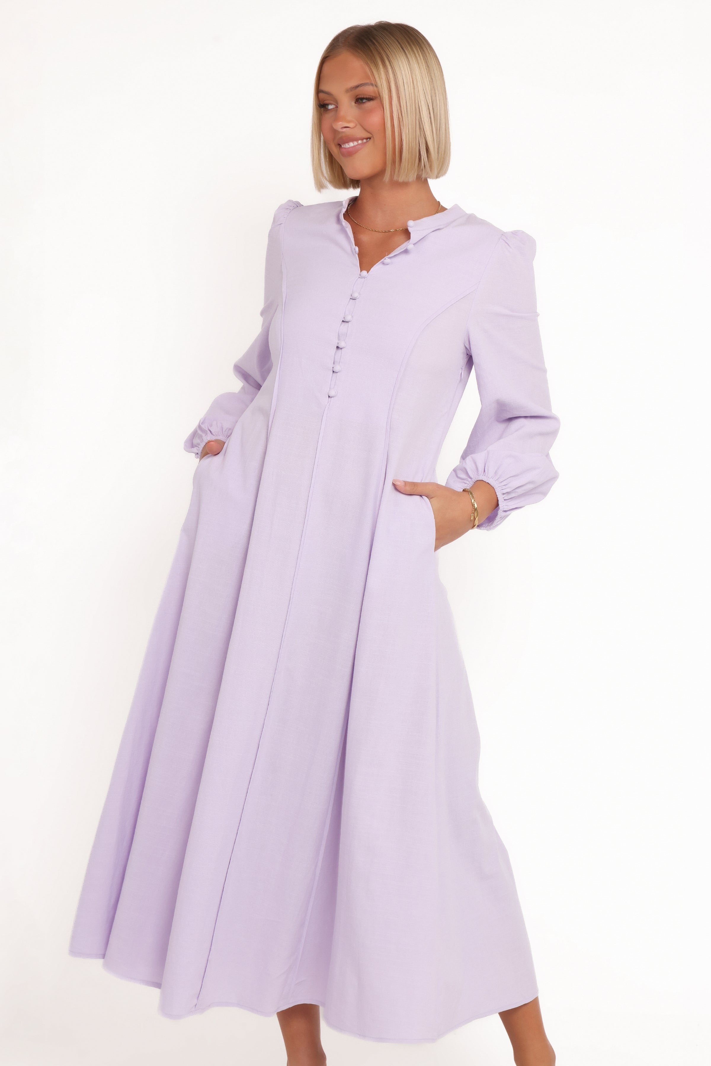 Raleigh Long Sleeve Midi Dress - Lavender