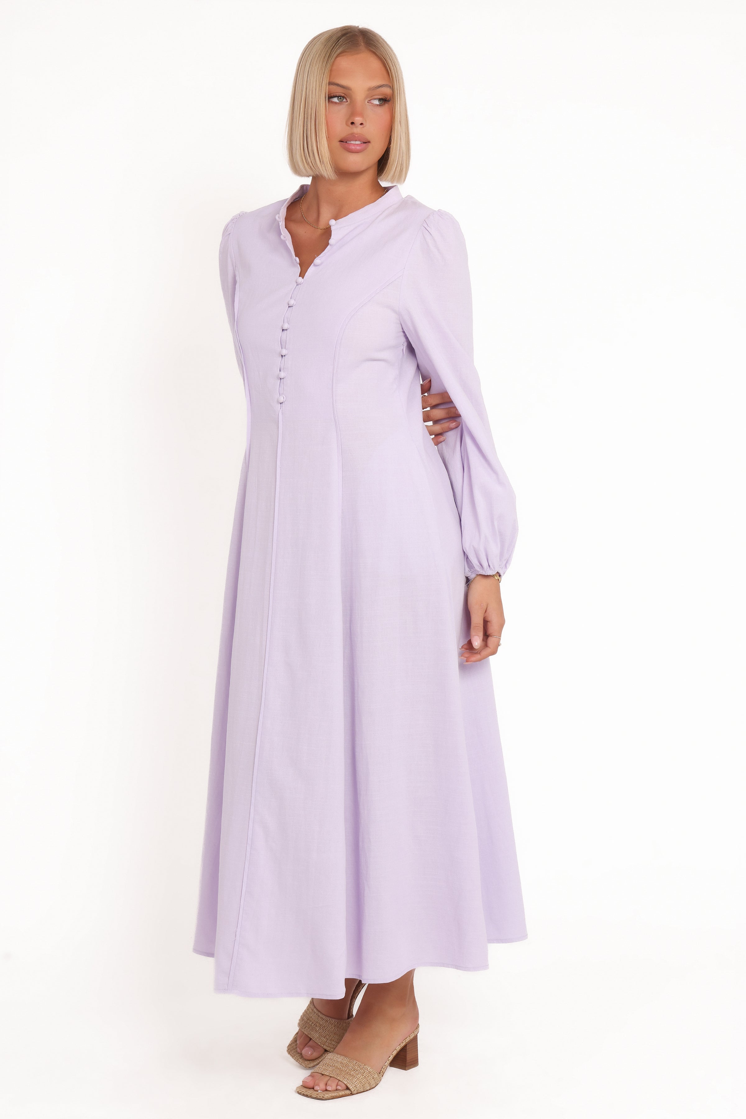 Raleigh Long Sleeve Midi Dress - Lavender