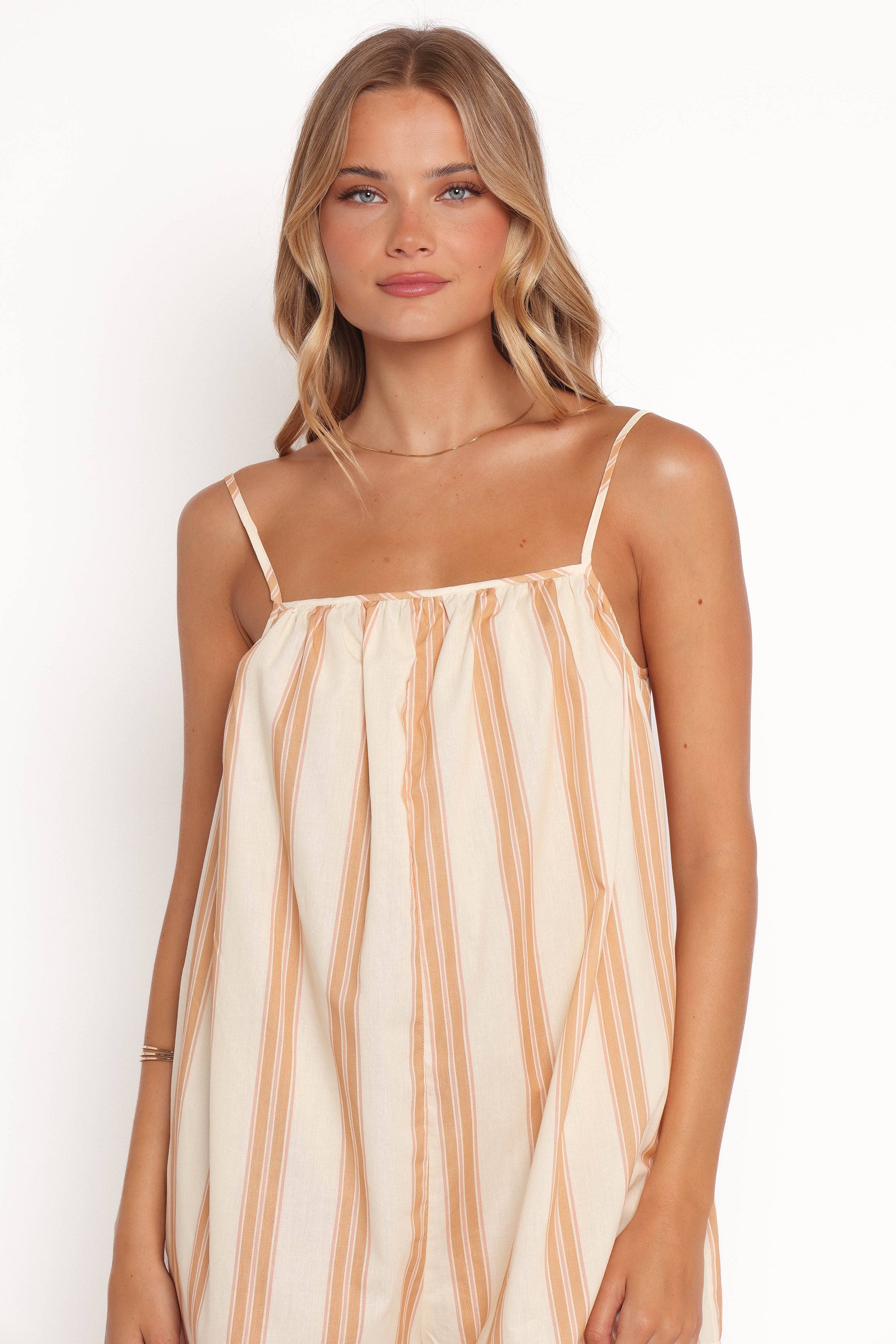 Regina Playsuit - Beige Stripes