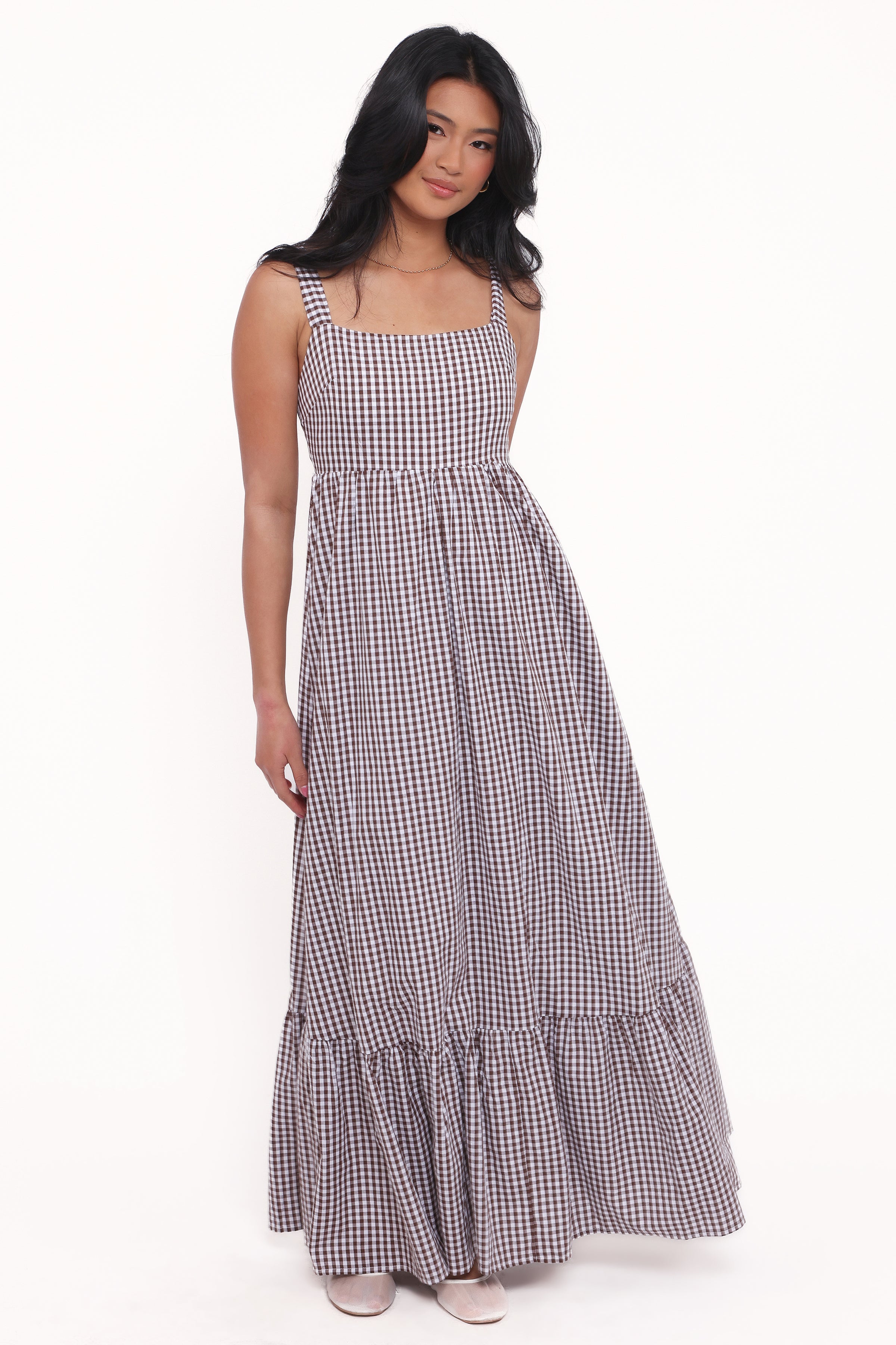 Reid Maxi Dress - Brown Gingham