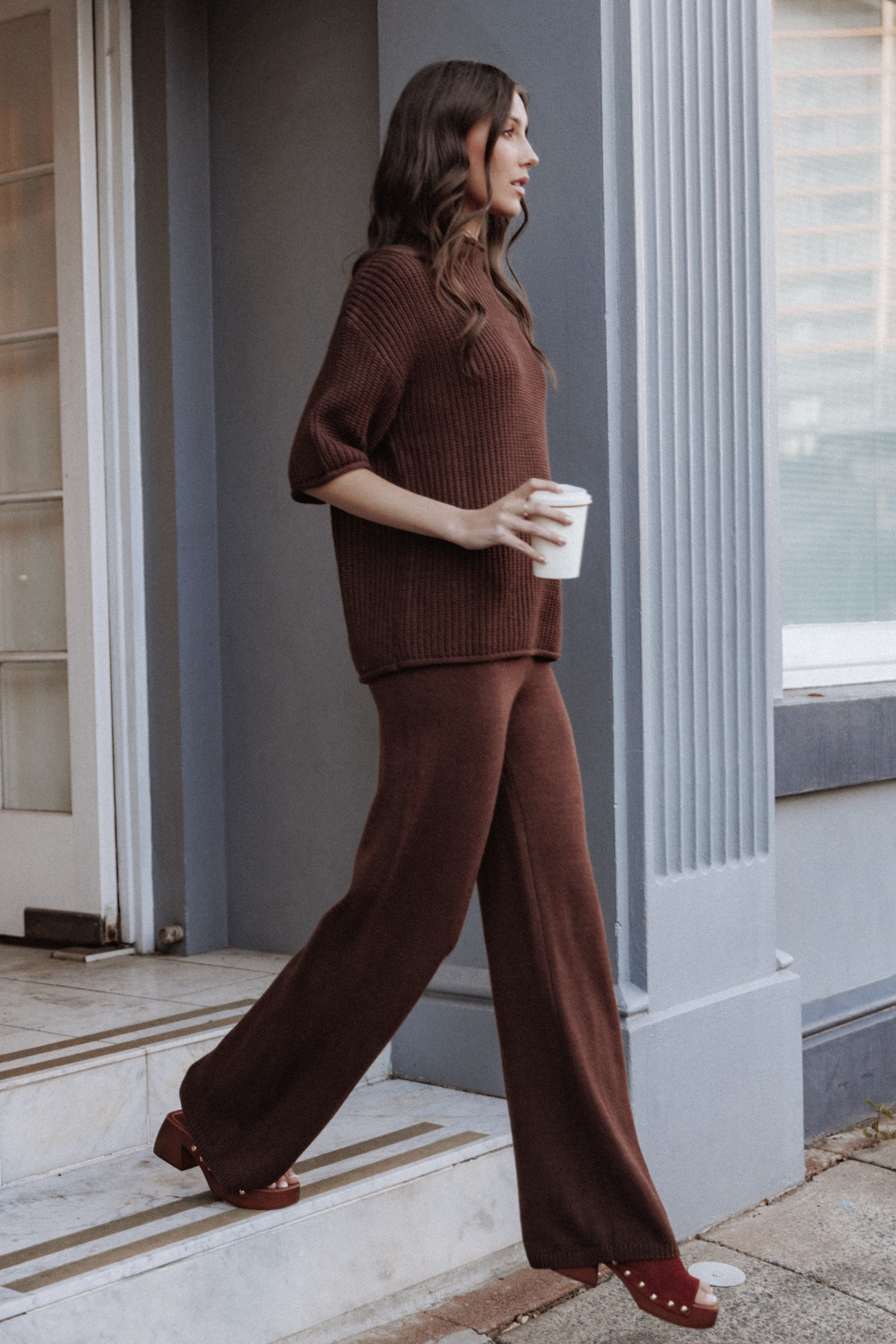 Remii Knit Pant Set - Chocolate