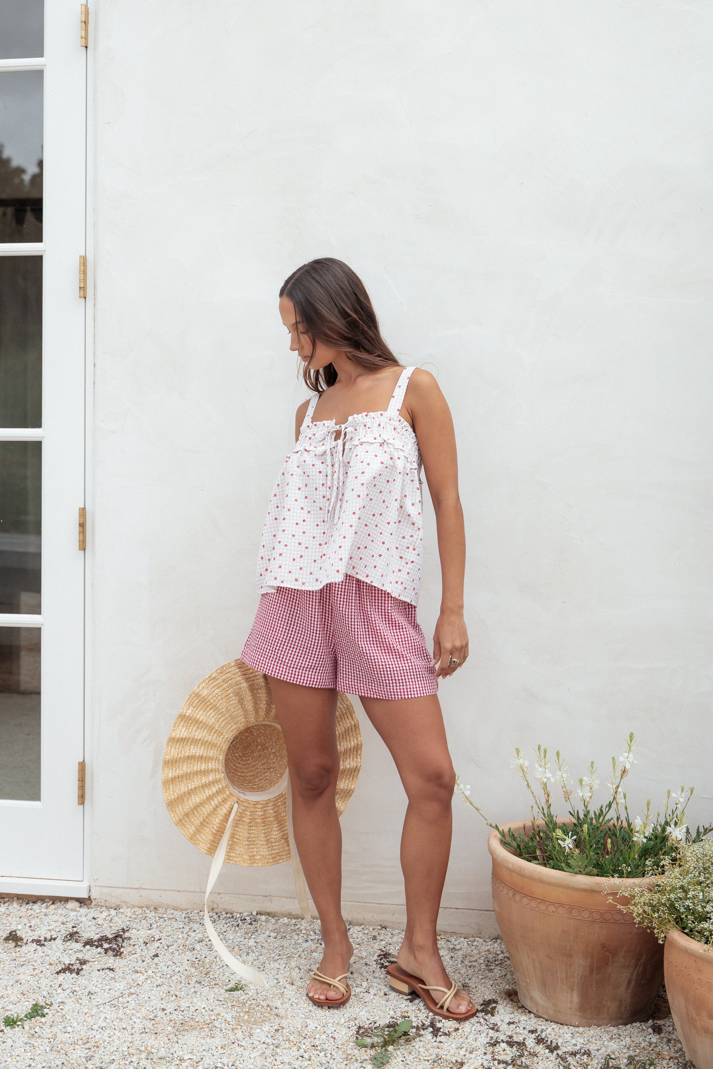 Renata Top - Red Floral