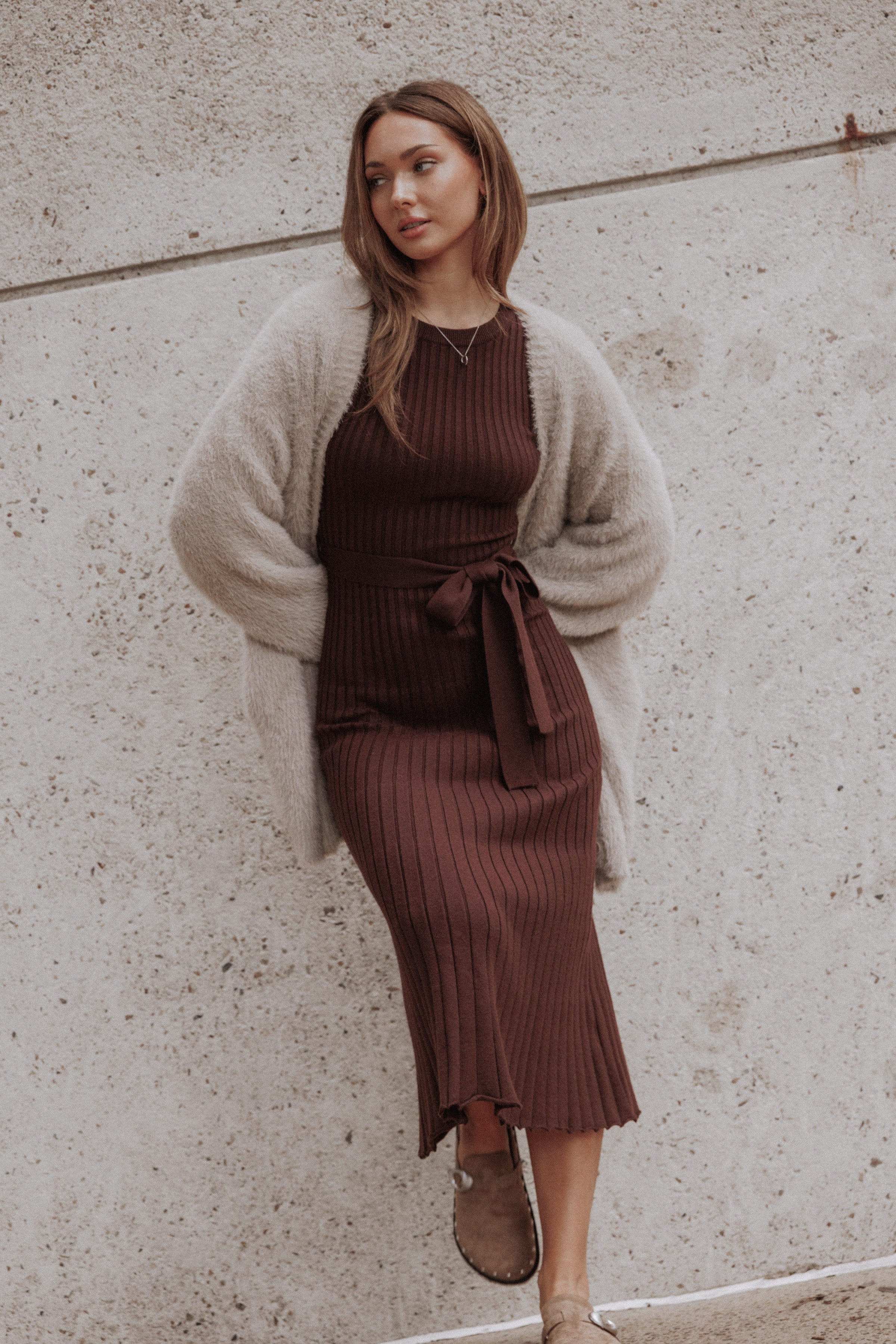 Rhianna Dress - Rum Raisin Brown