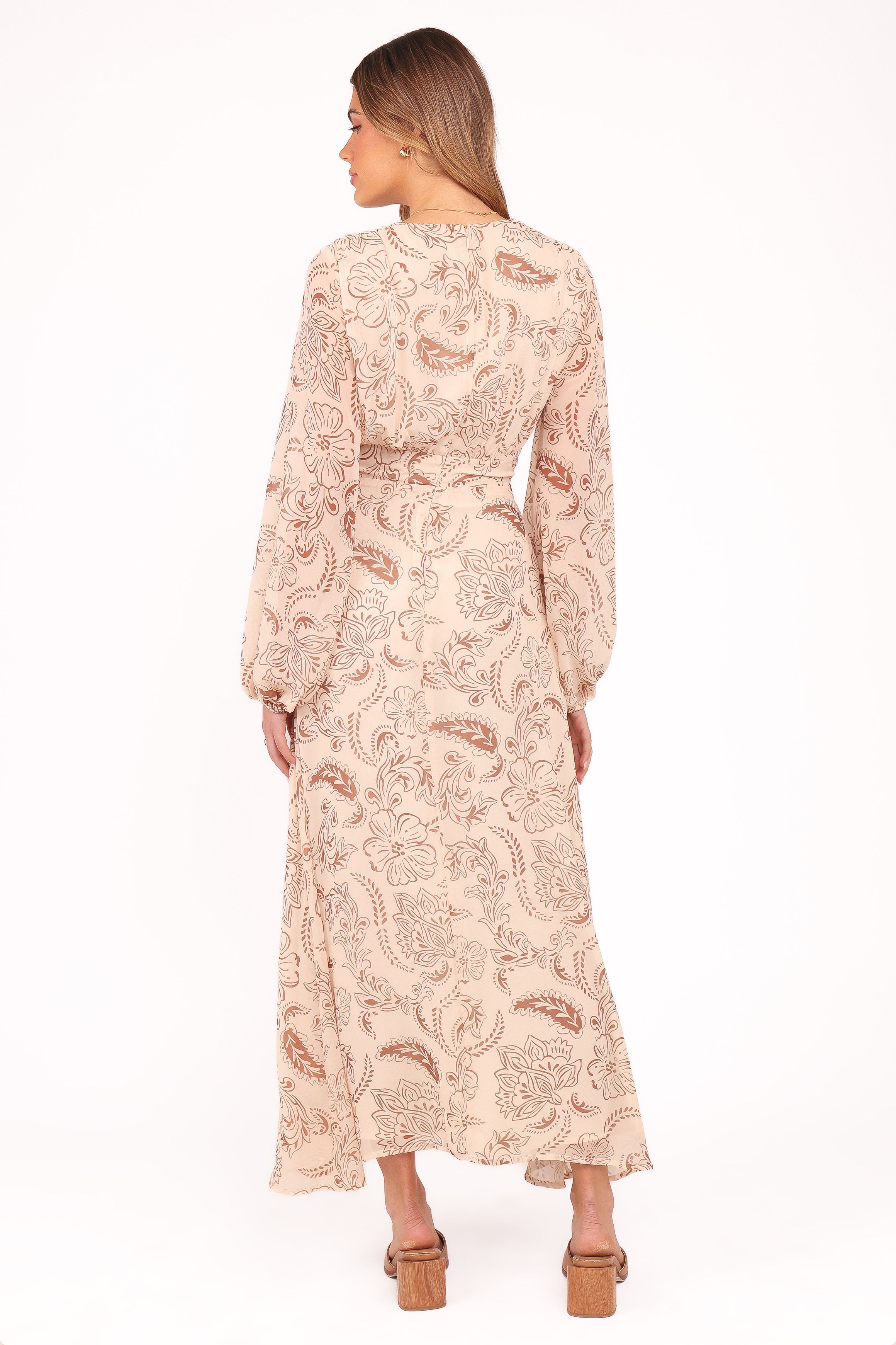 Riba Midi Dress - Brown Paisley