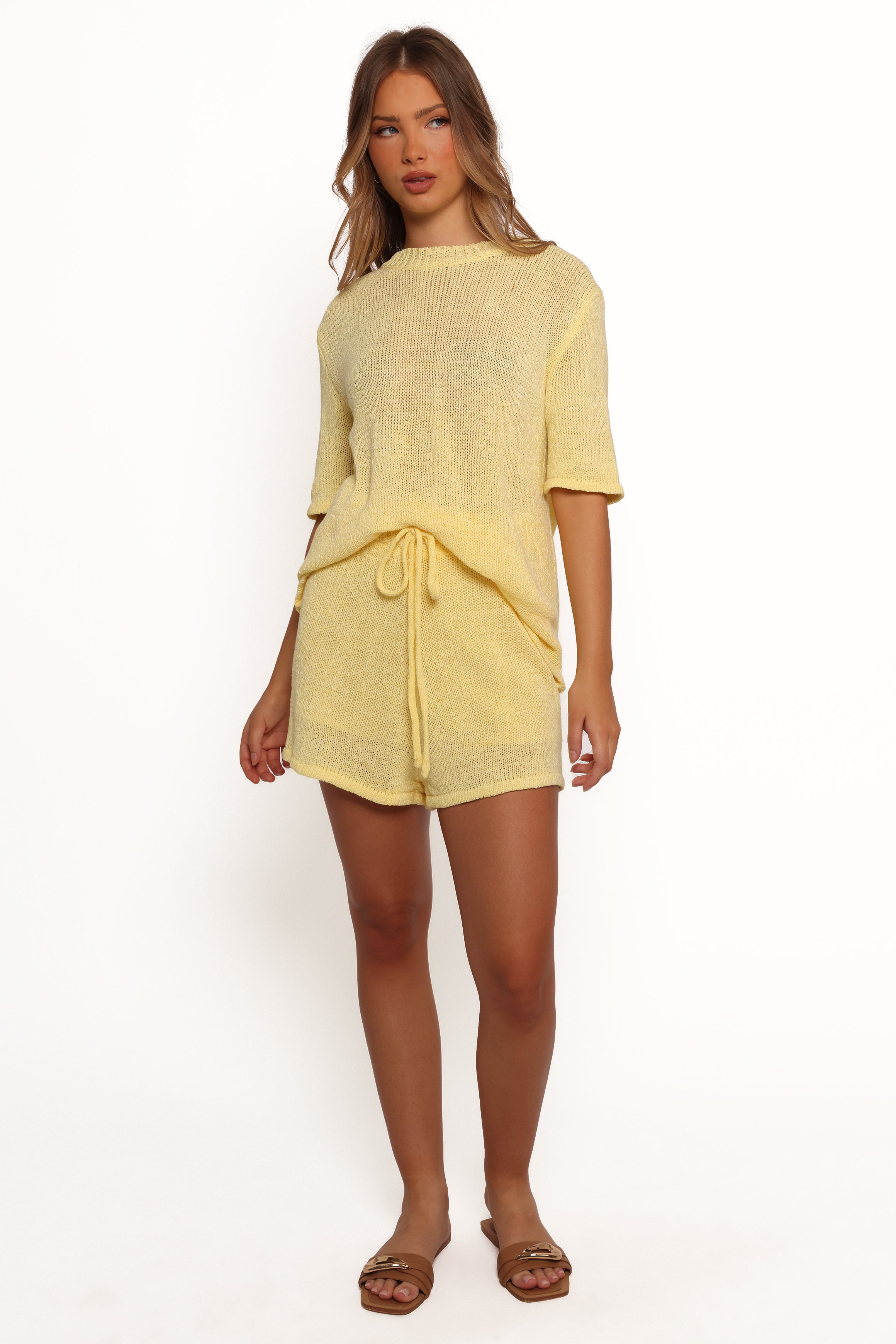 Rita Knitted Short Set - Yellow