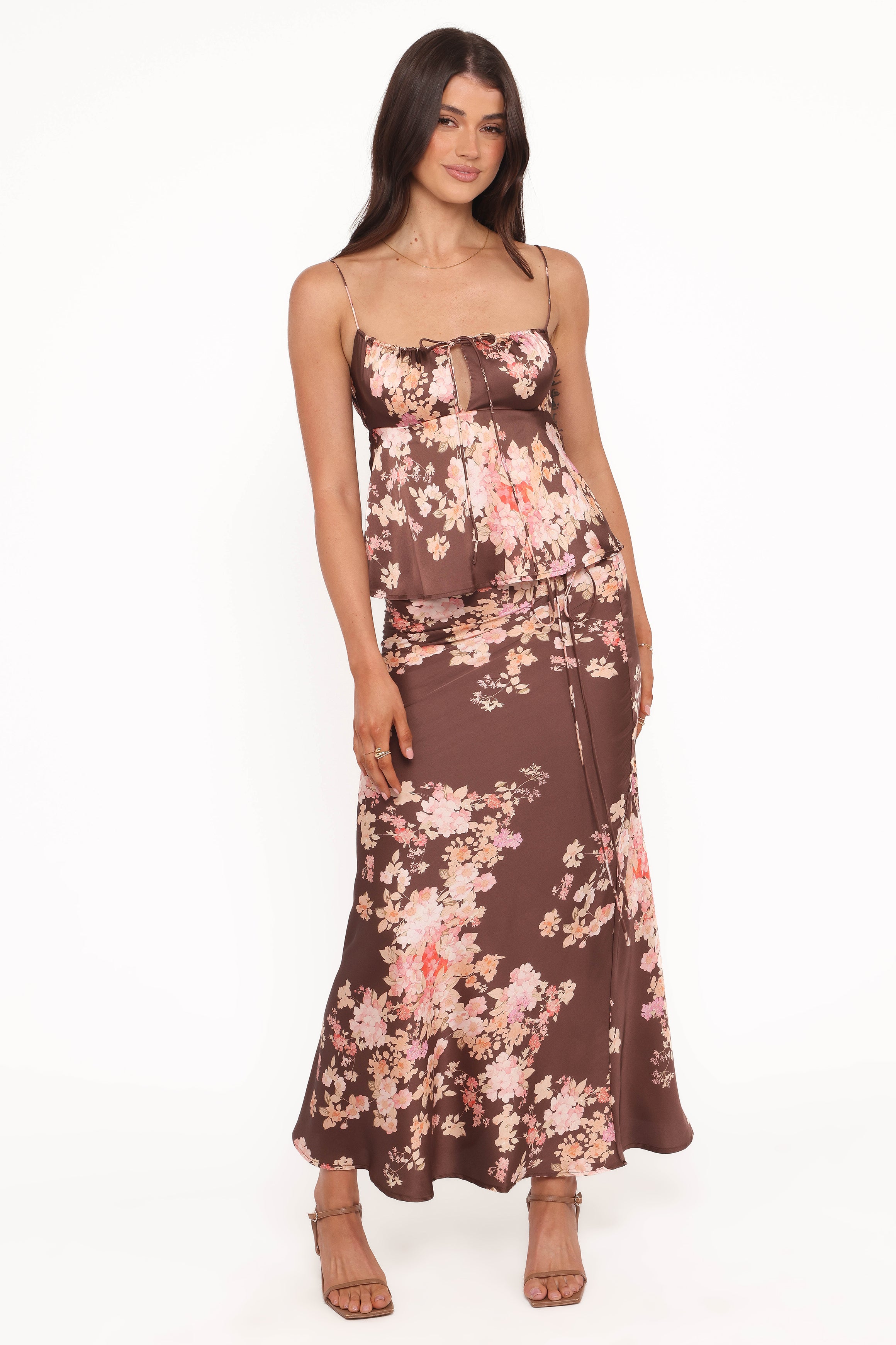 Roberta Maxi Skirt - Brown Floral