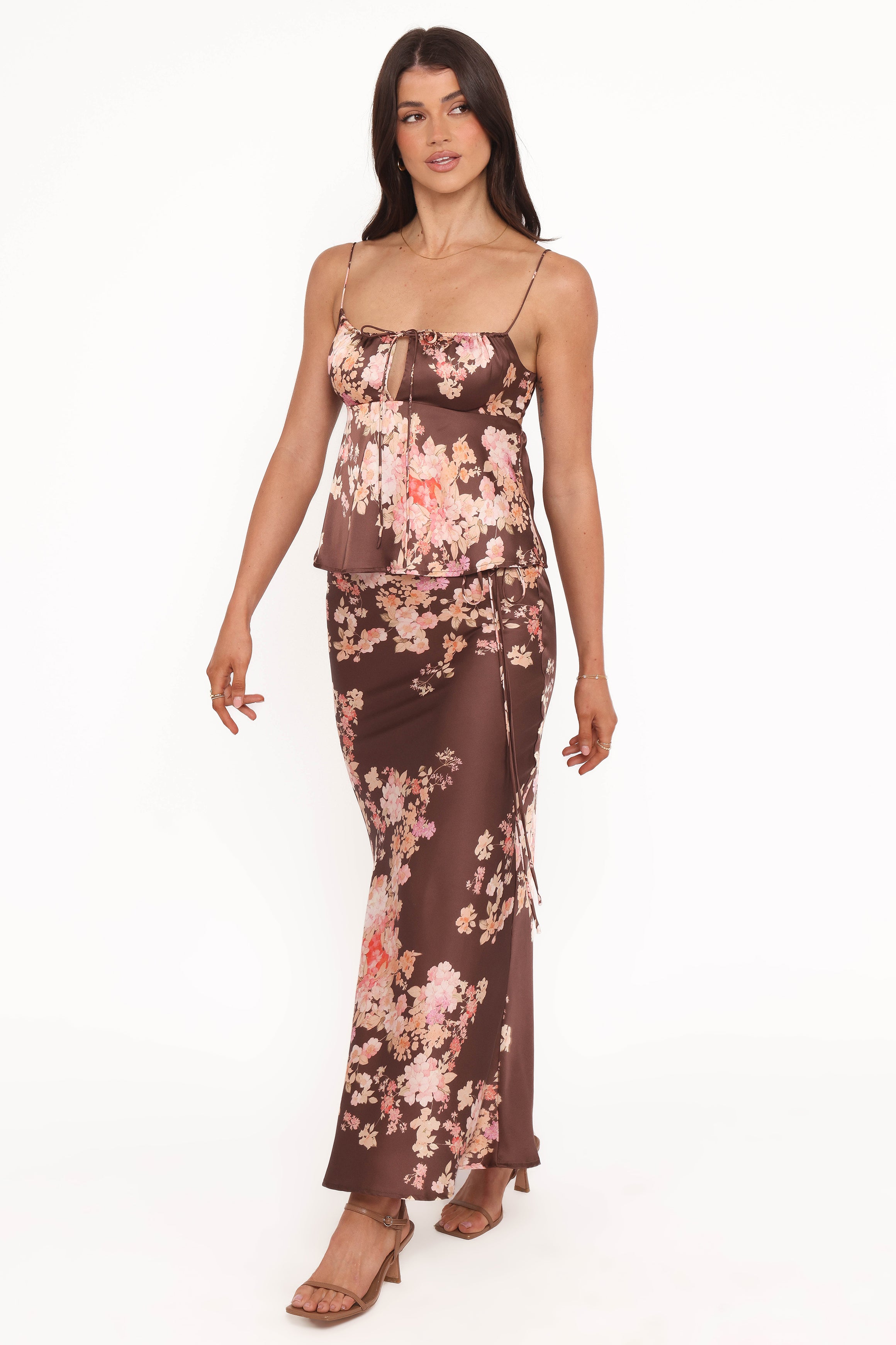 Roberta Maxi Skirt - Brown Floral