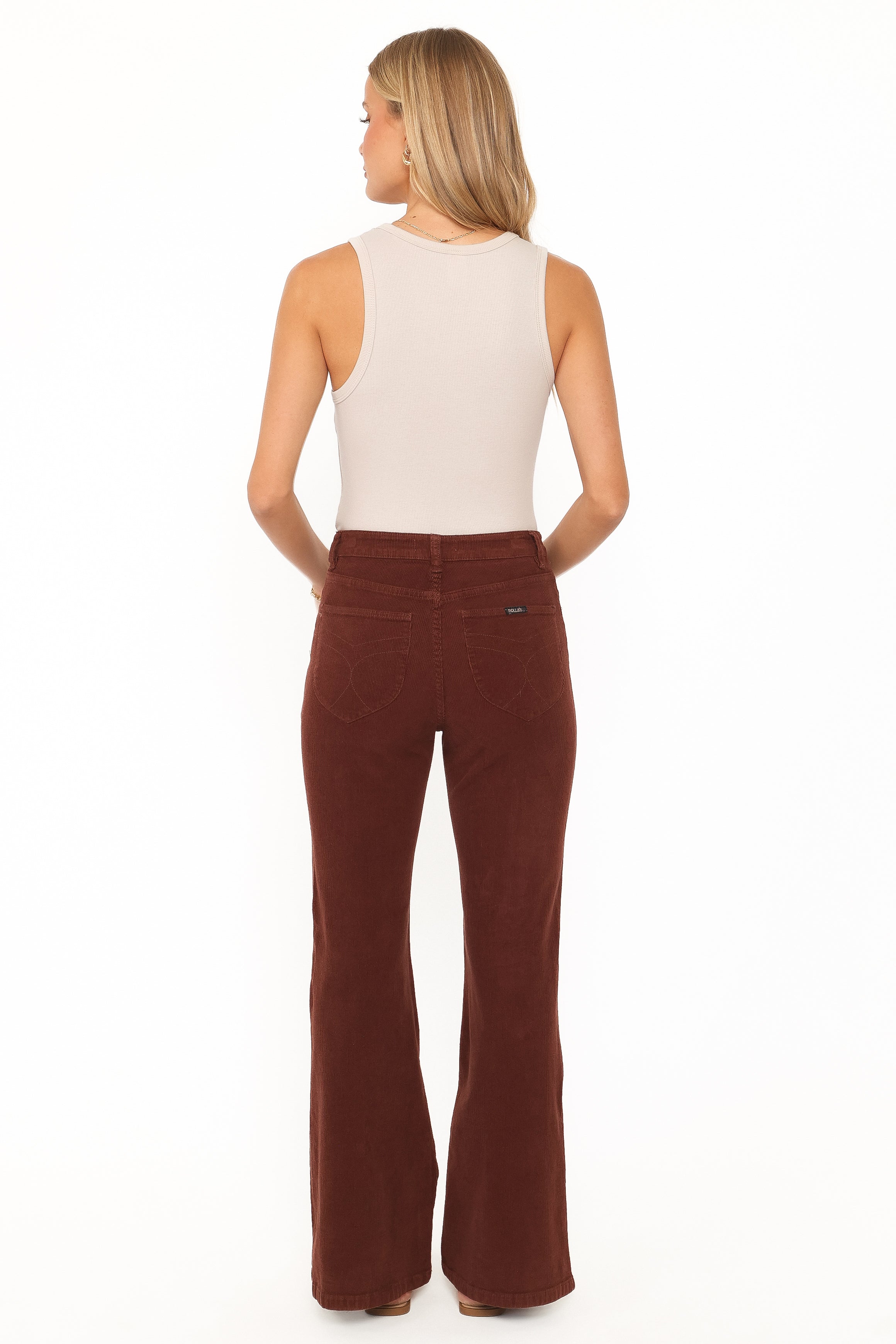 Rollas Eastcoast Flare Jeans - Cord Cognac