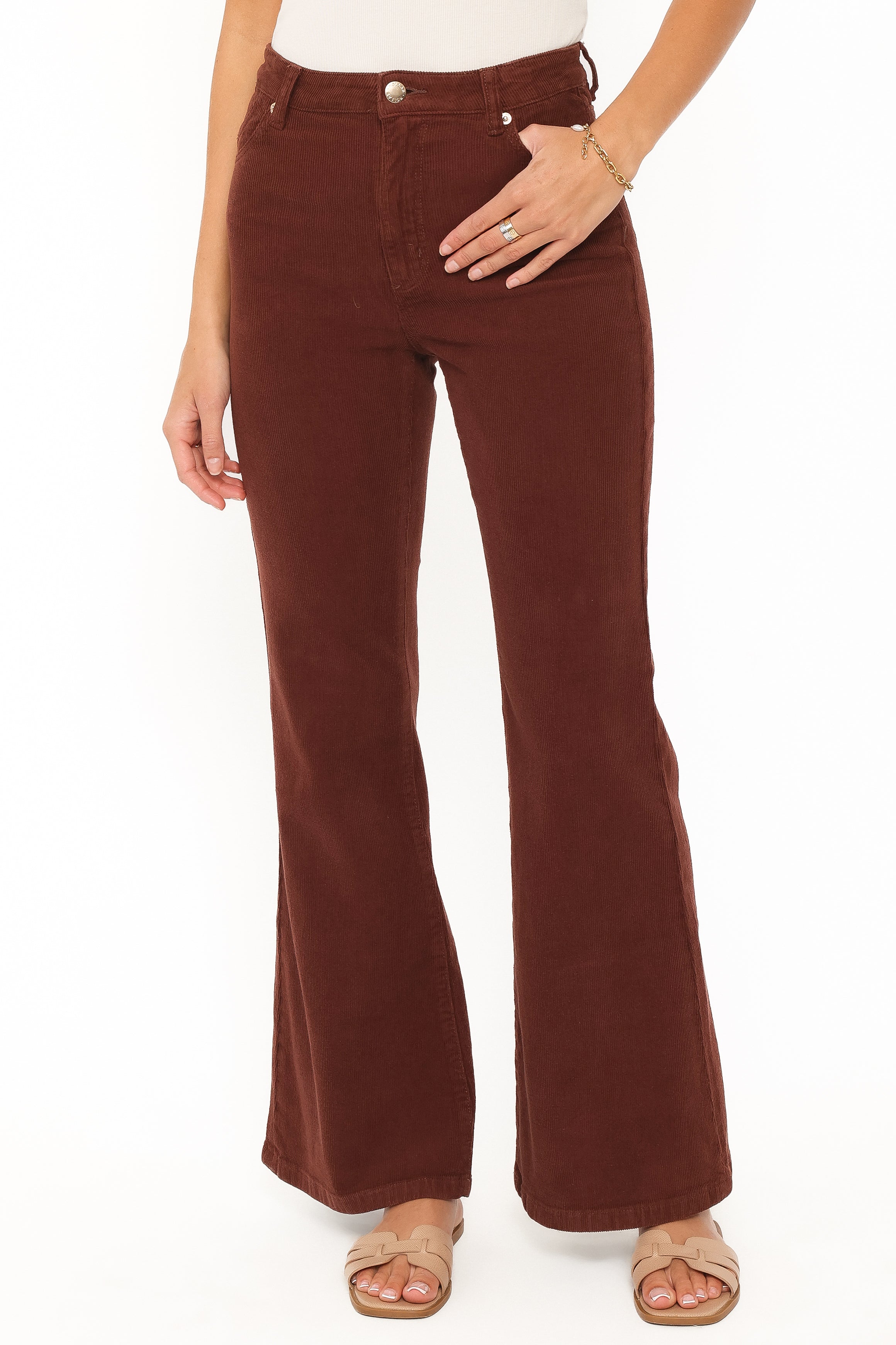 Rollas Eastcoast Flare Jeans - Cord Cognac