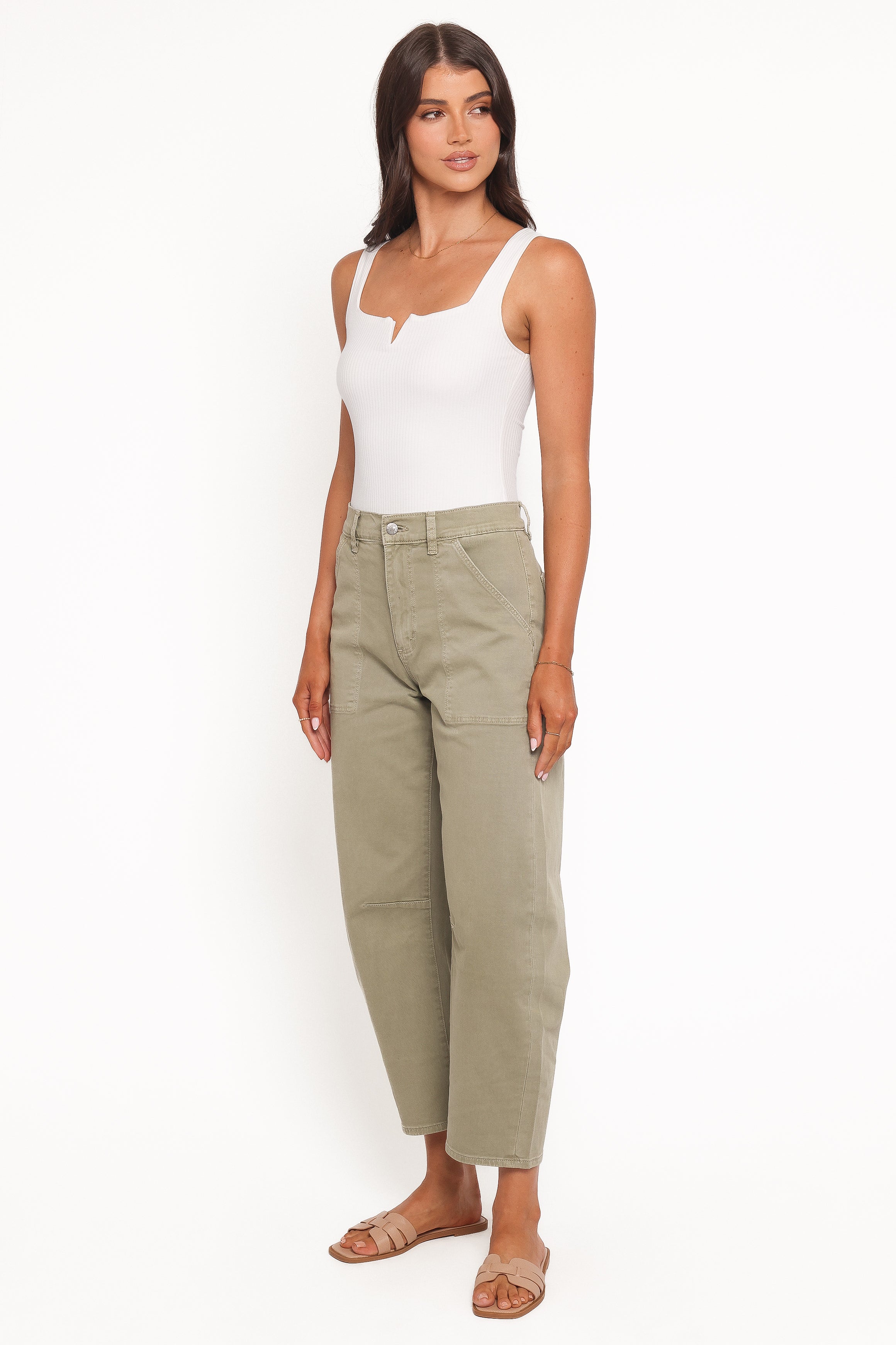 Rollas Gigi Barrel Drill Jeans - Summer Olive