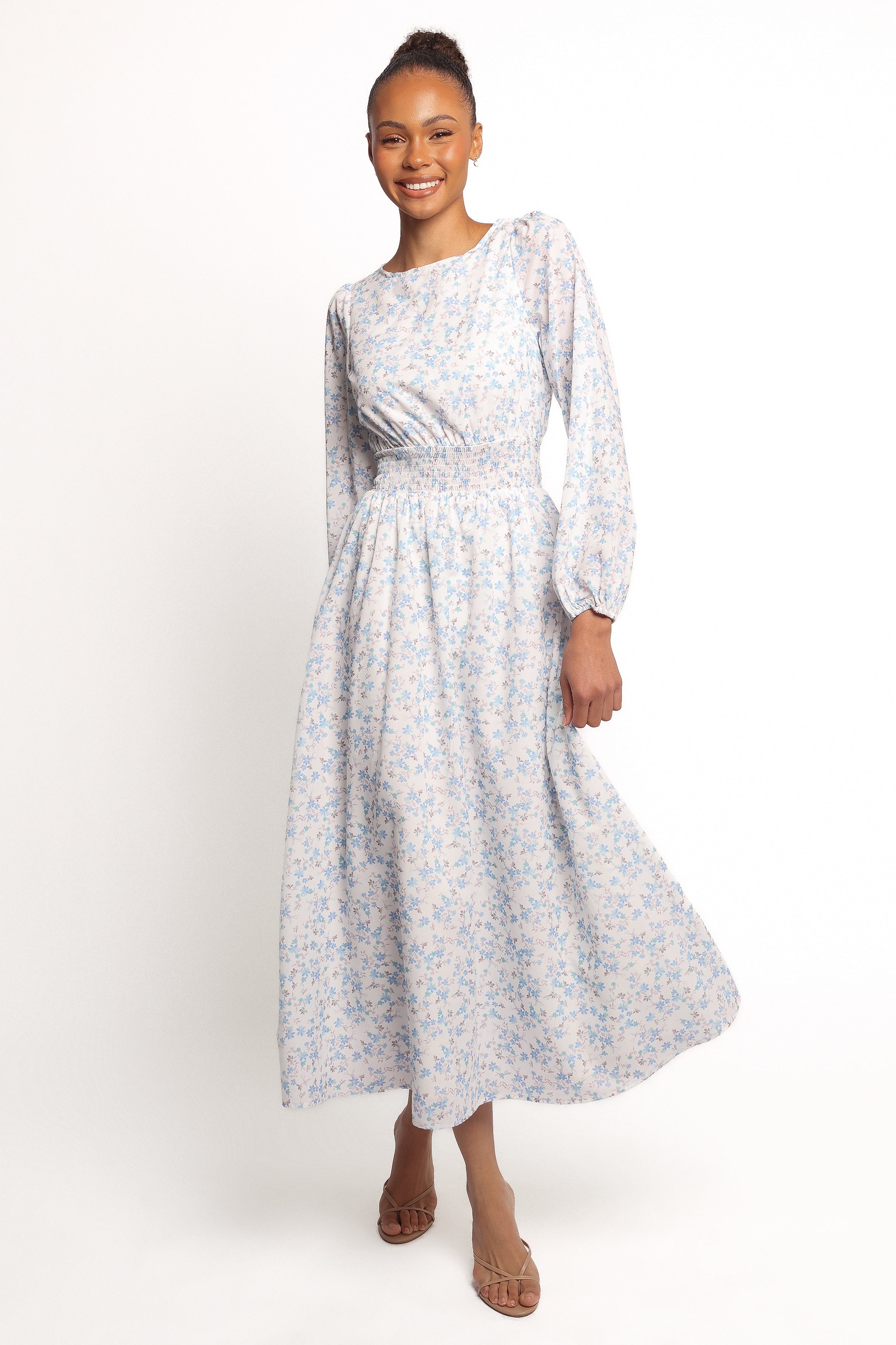 Roman Long Sleeve Maxi Dress - Blue Floral