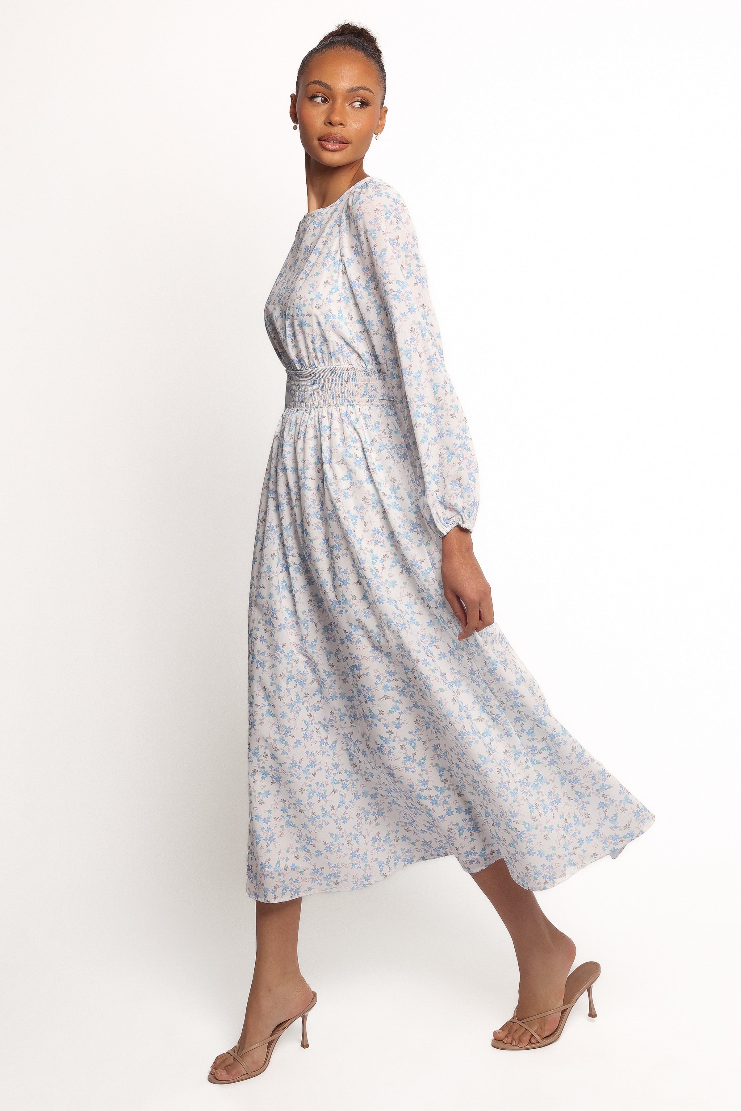 Roman Long Sleeve Maxi Dress - Blue Floral