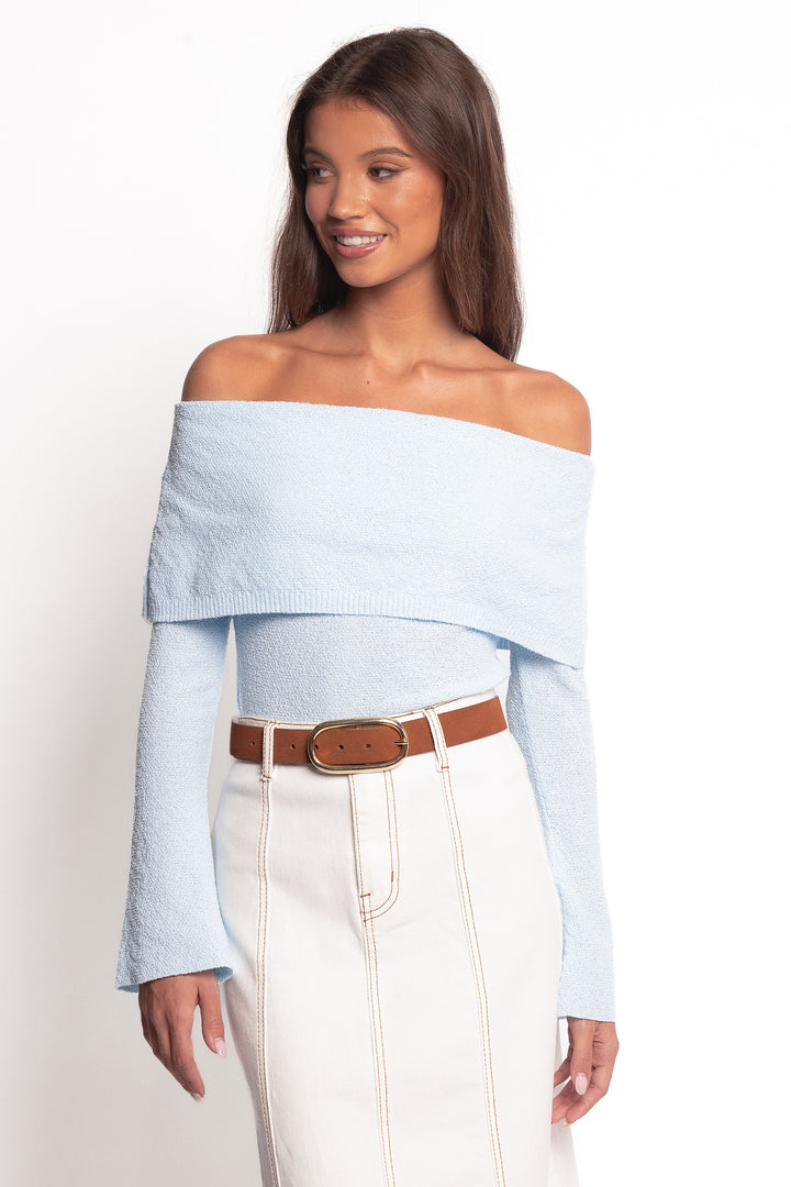 Collective Tops - Rory Off Shoulder Top - Pale Blue fifth image