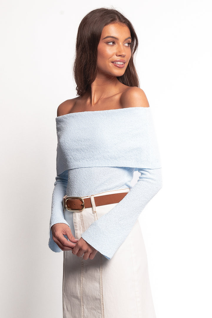 Collective Tops - Rory Off Shoulder Top - Pale Blue third image