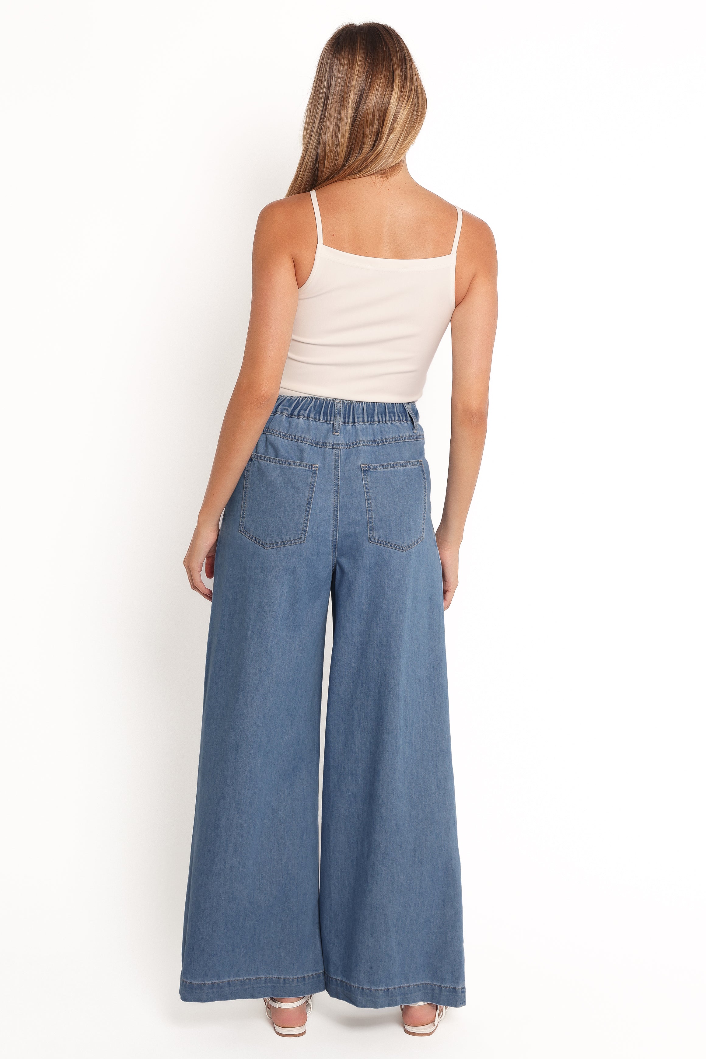 Rosalee Chambray Wide Leg Pant - Medium Denim