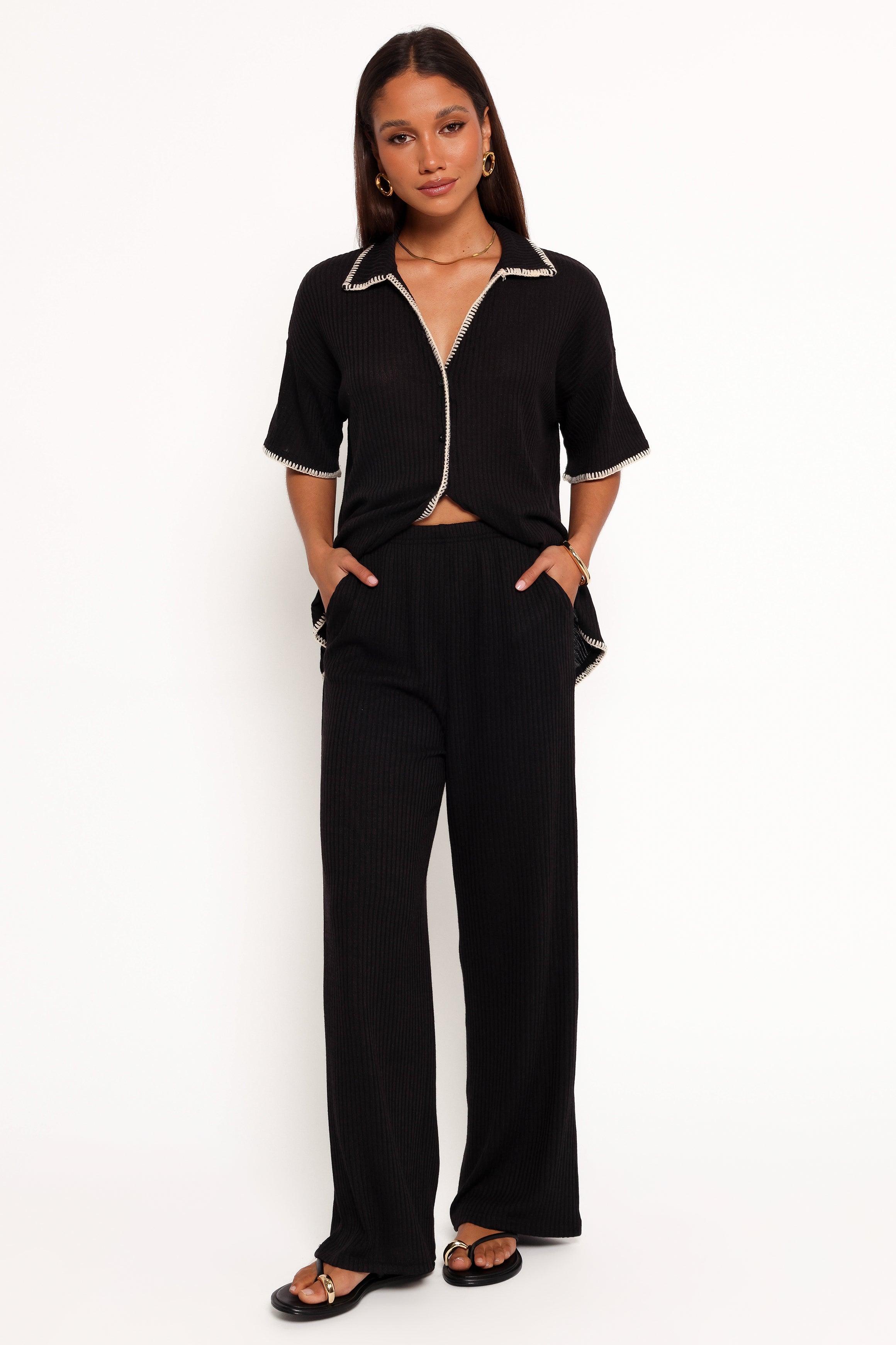 Rosemary Knit Pant Set - Black