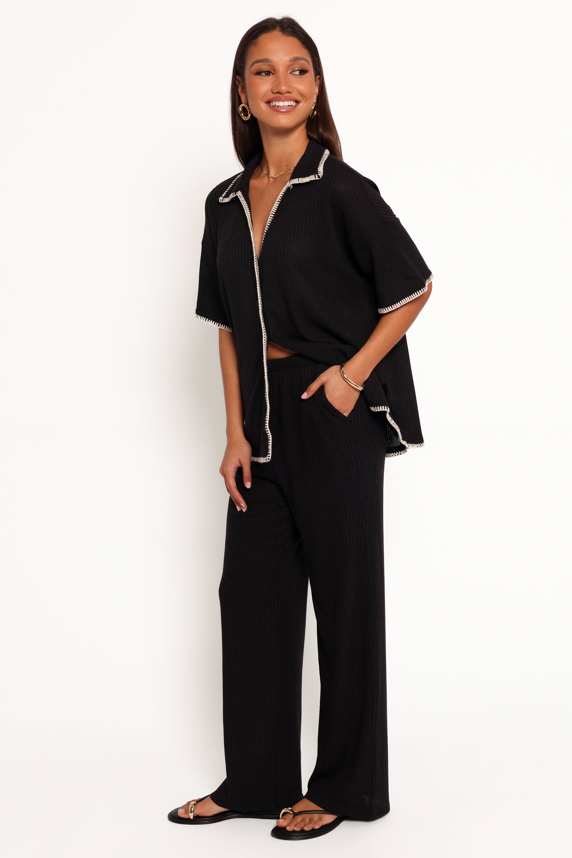 Rosemary Knit Pant Set - Black