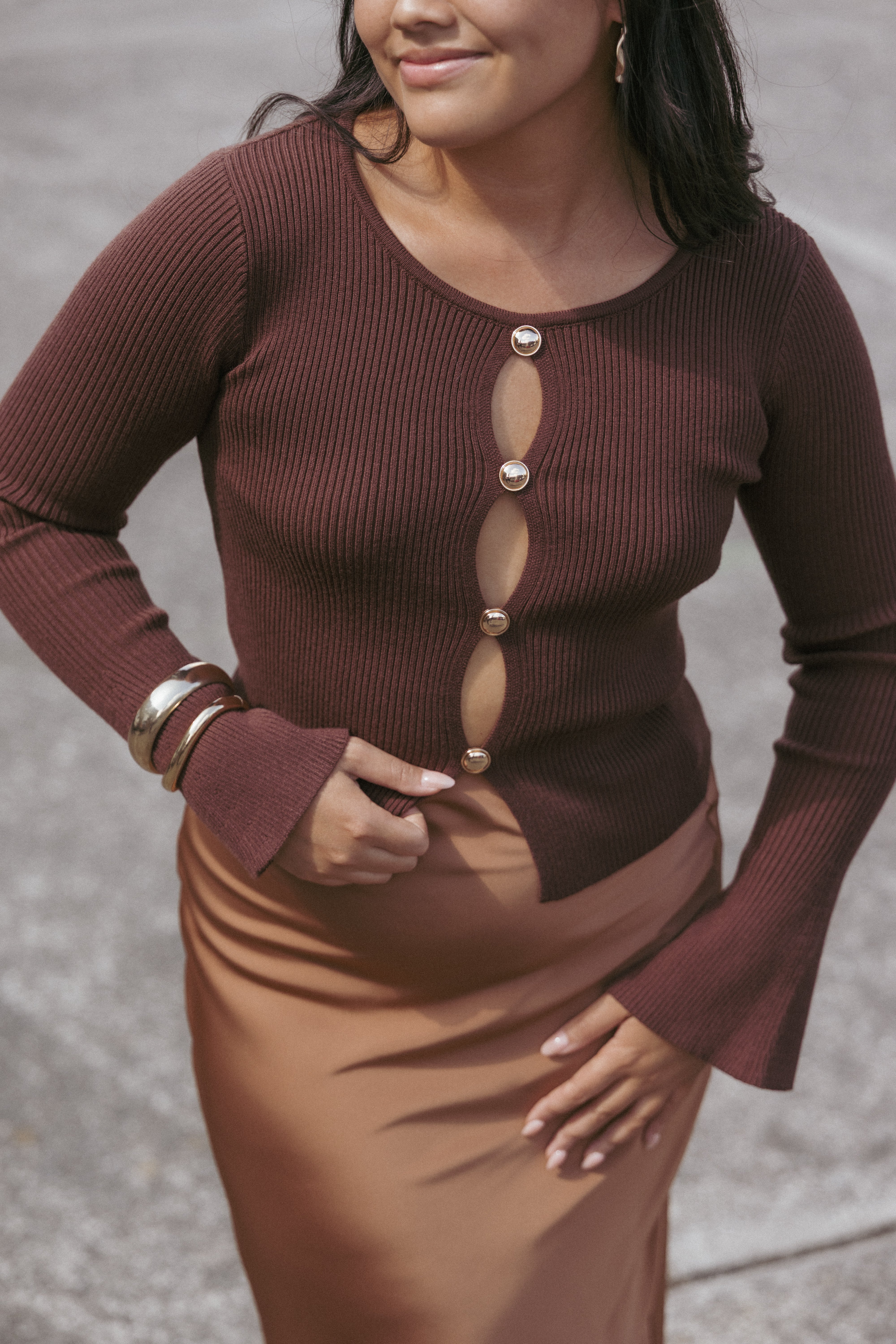 Rosienna Knit Top - Chocolate