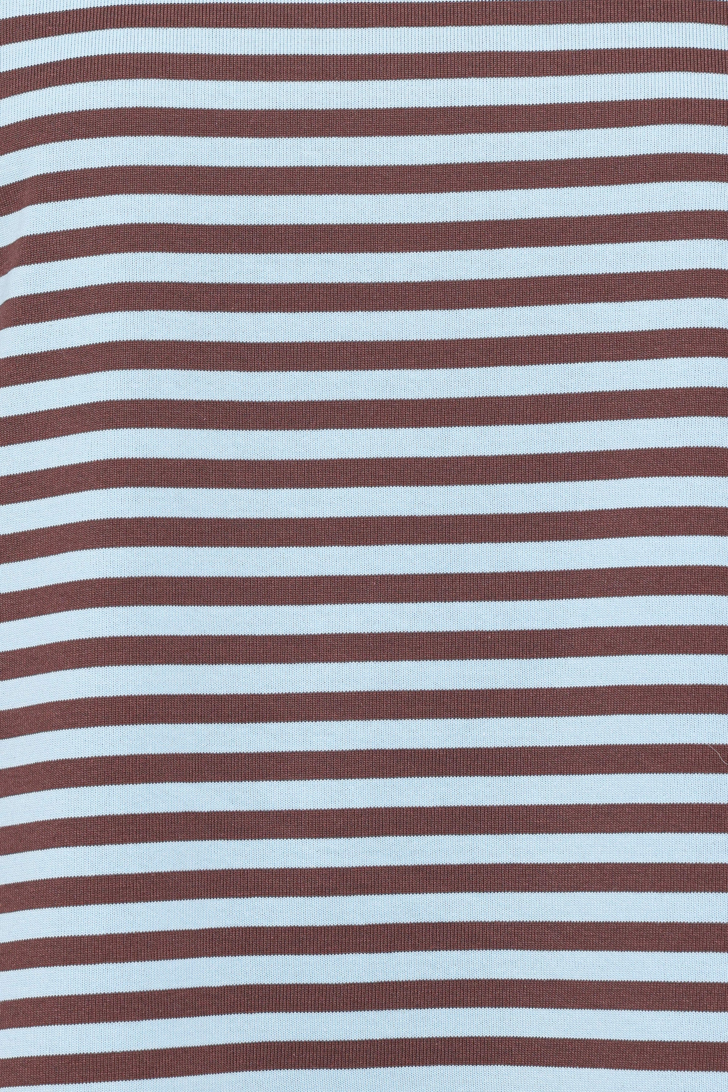 Ruva Long Sleeve Tee - Brown Blue Stripe