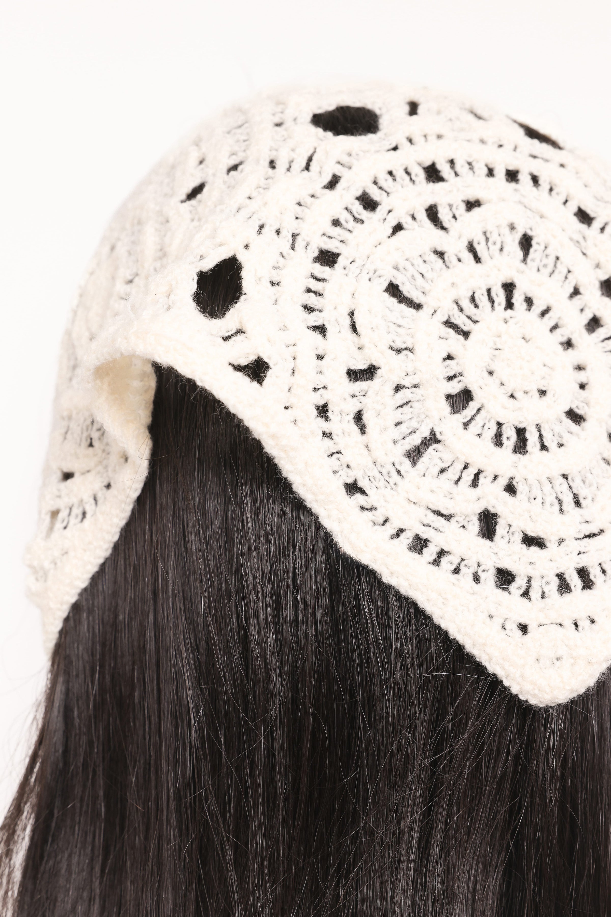 Sabrina Crochet Bandana - White
