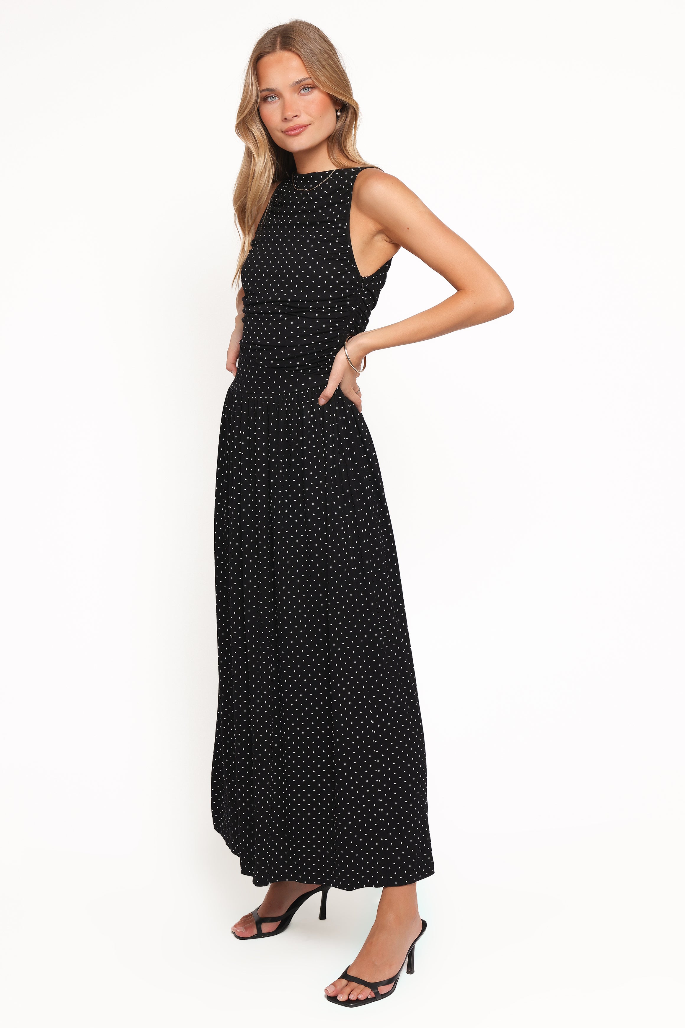 Shirley Maxi Dress - Black Polka Dot