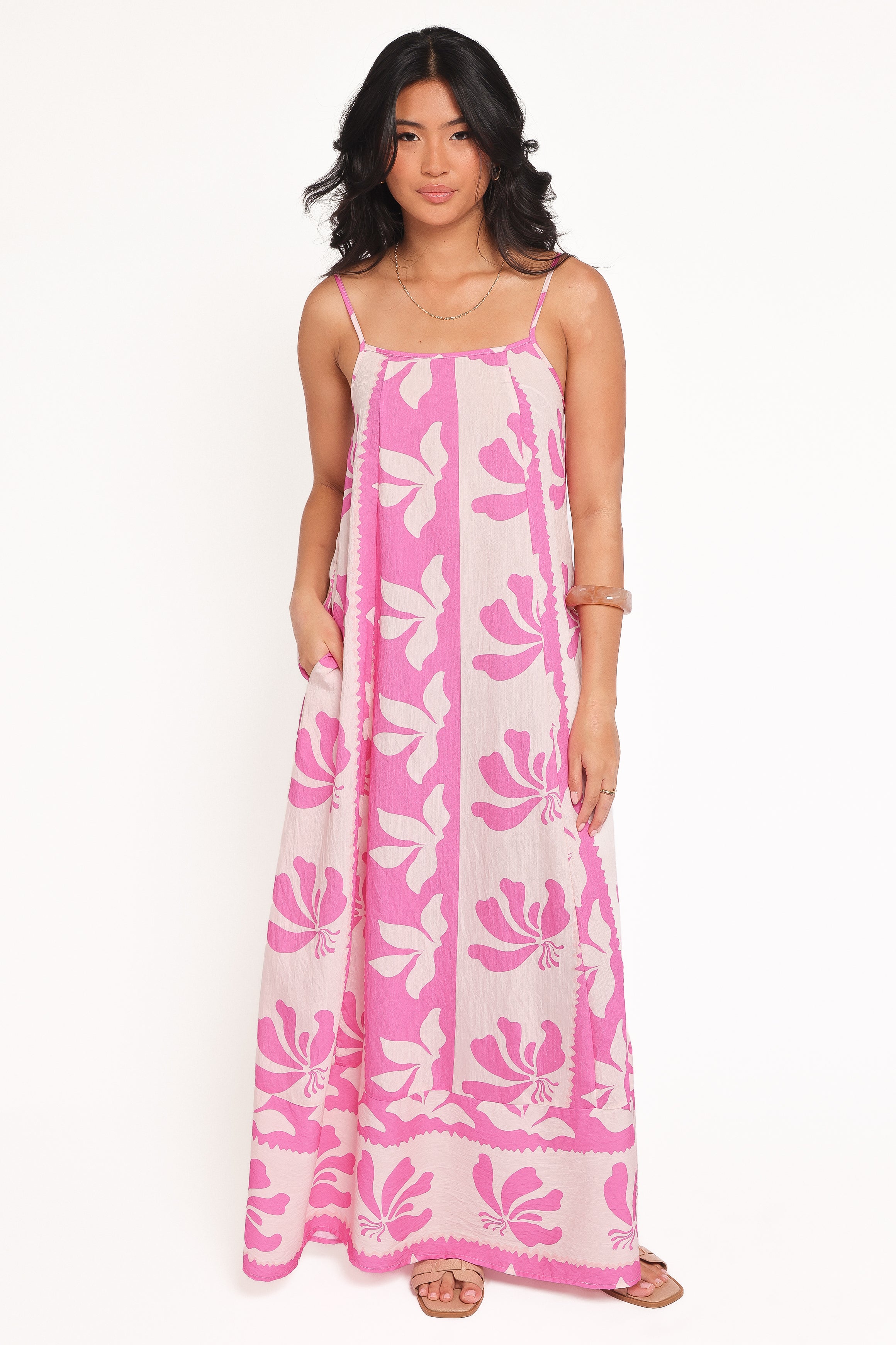 Sirena Maxi Dress - Pink Palm Print