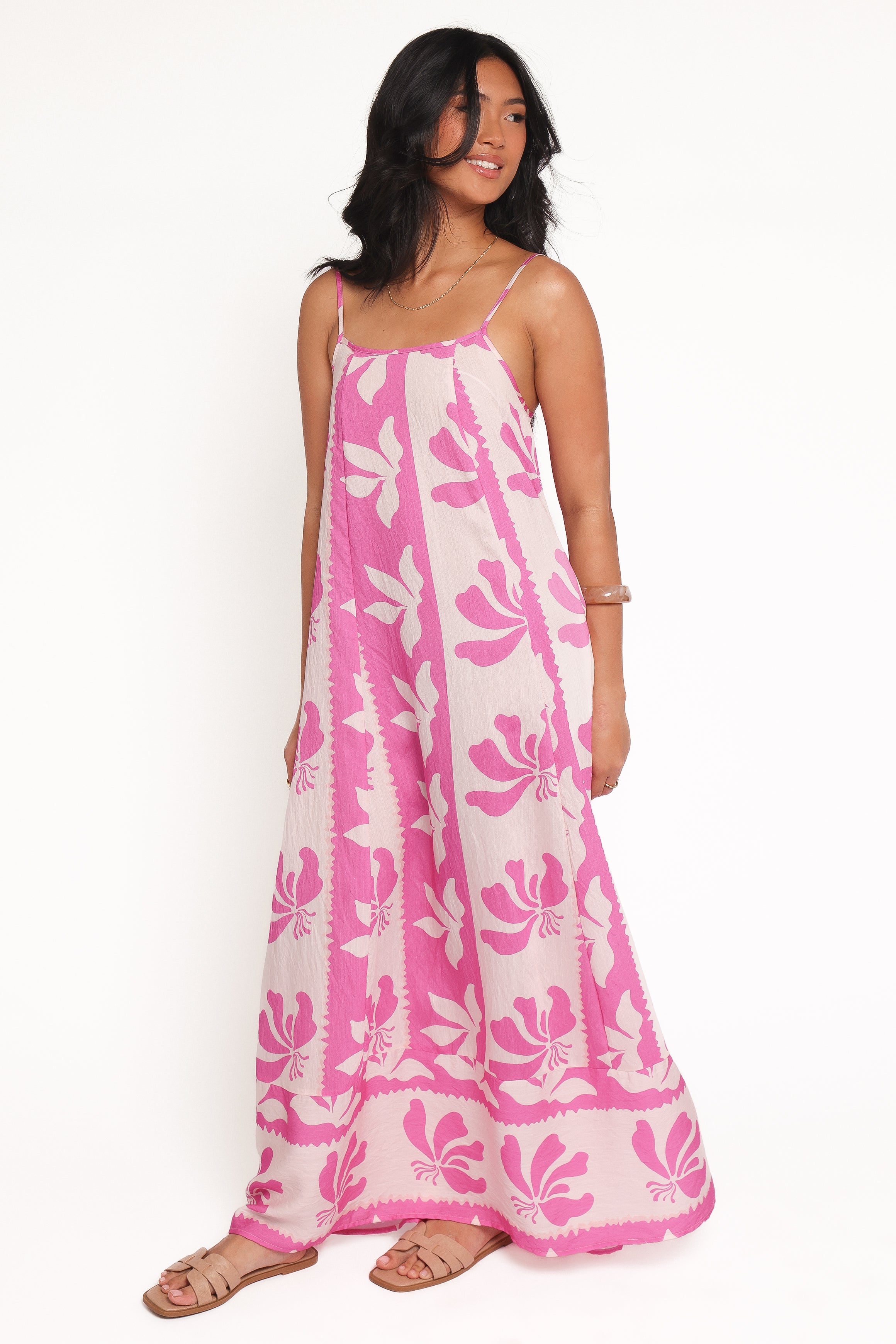 Sirena Maxi Dress - Pink Palm Print