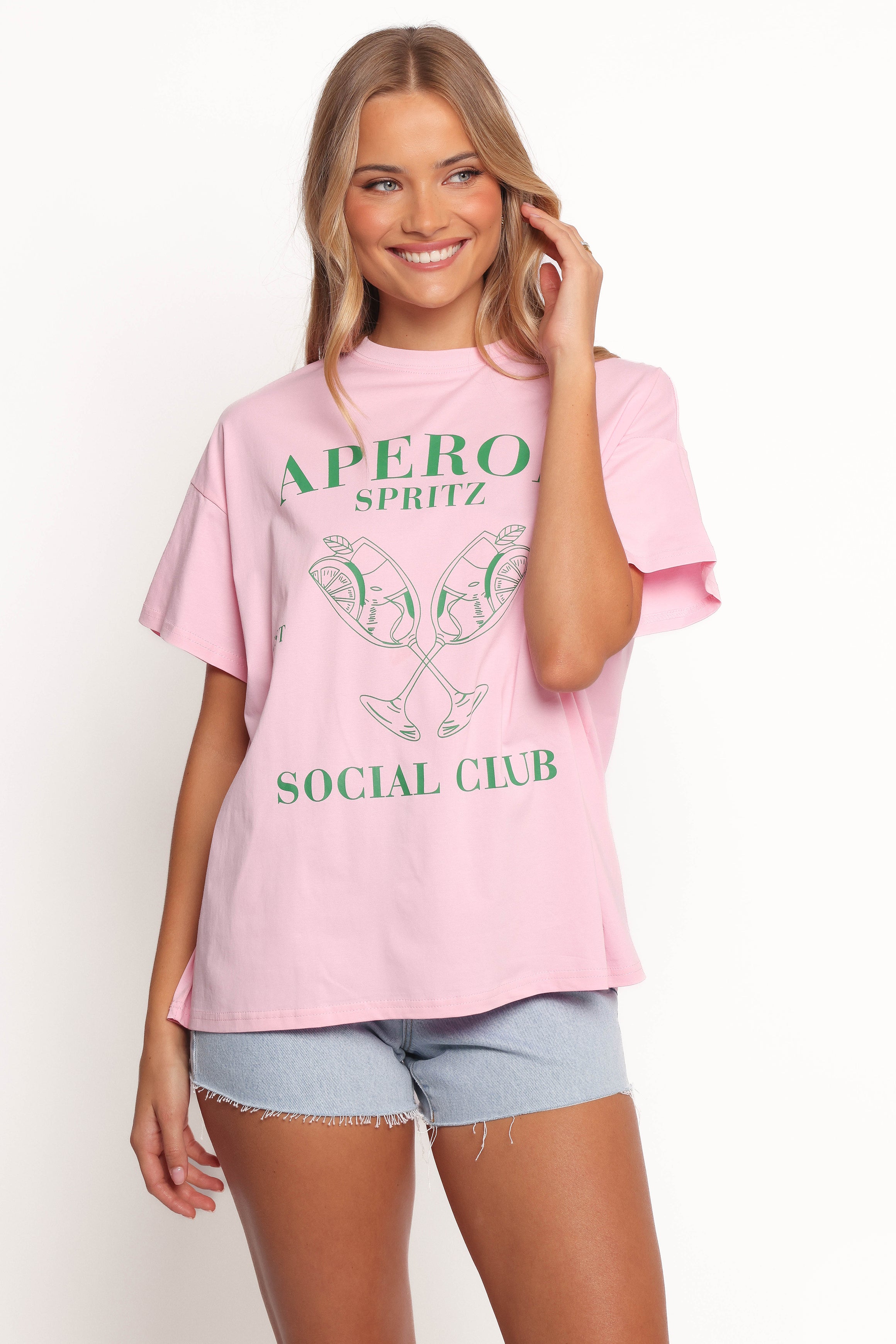 Social Club Tee - Pink Green