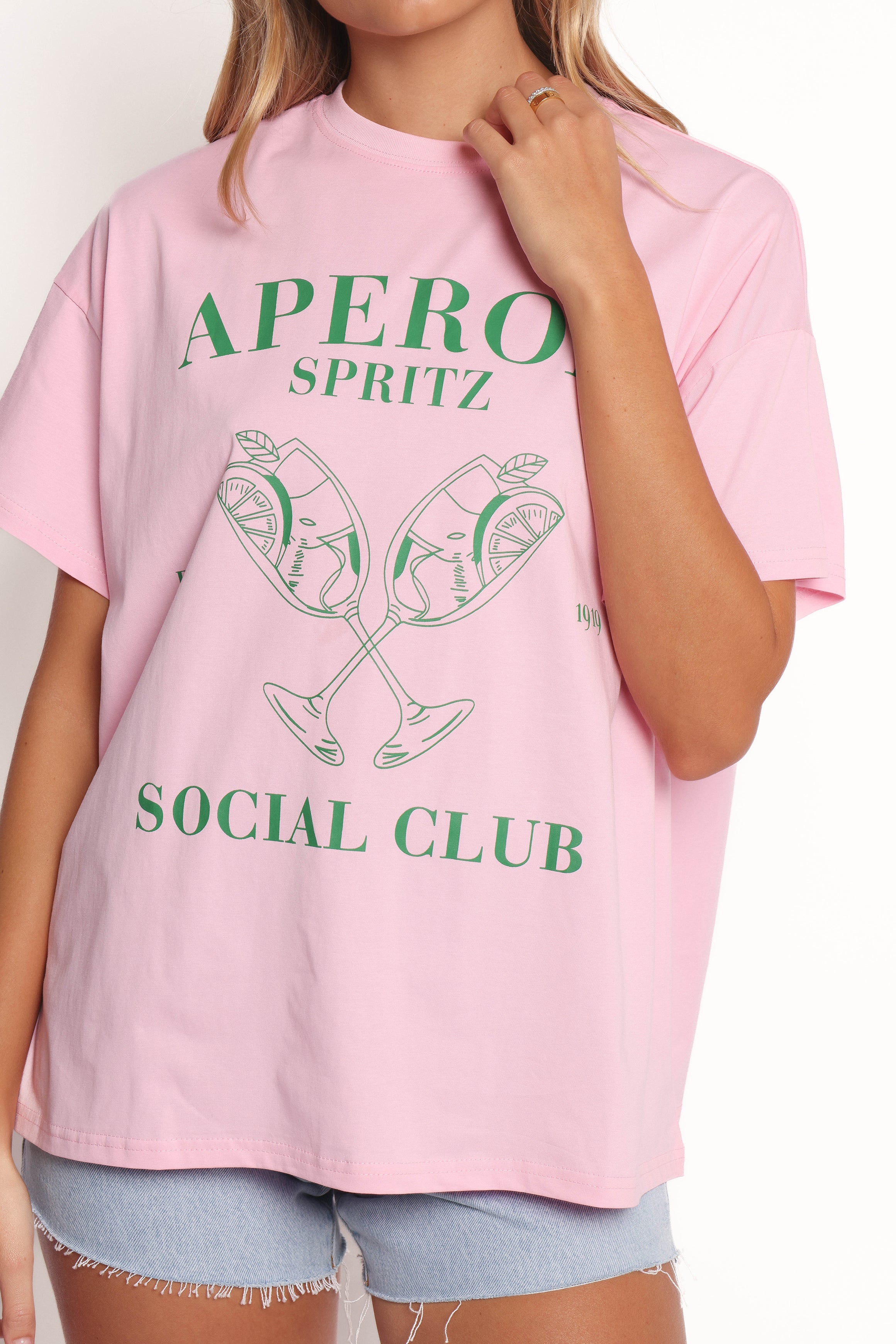 Social Club Tee - Pink Green