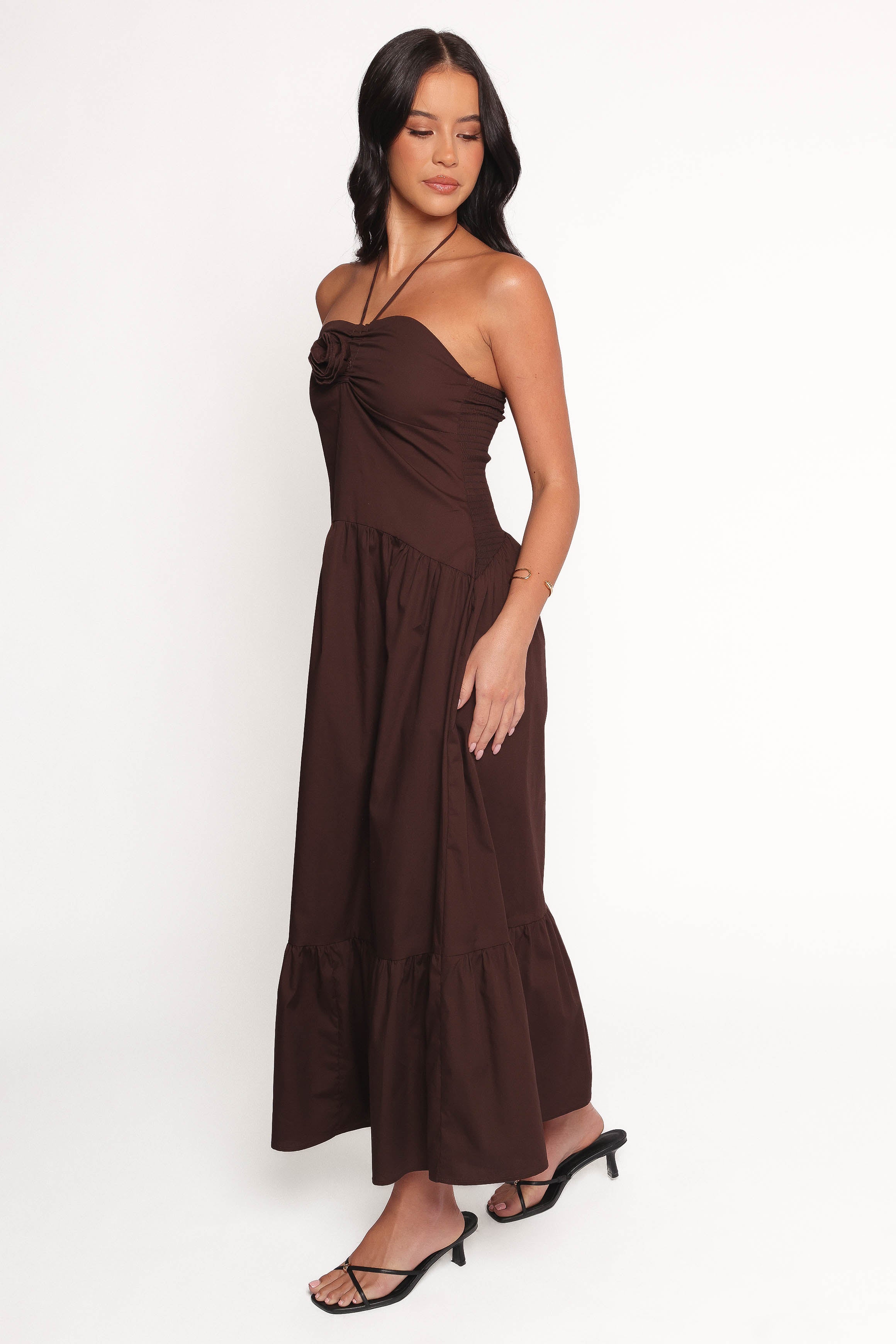Soleila Halter Maxi Dress - Chocolate