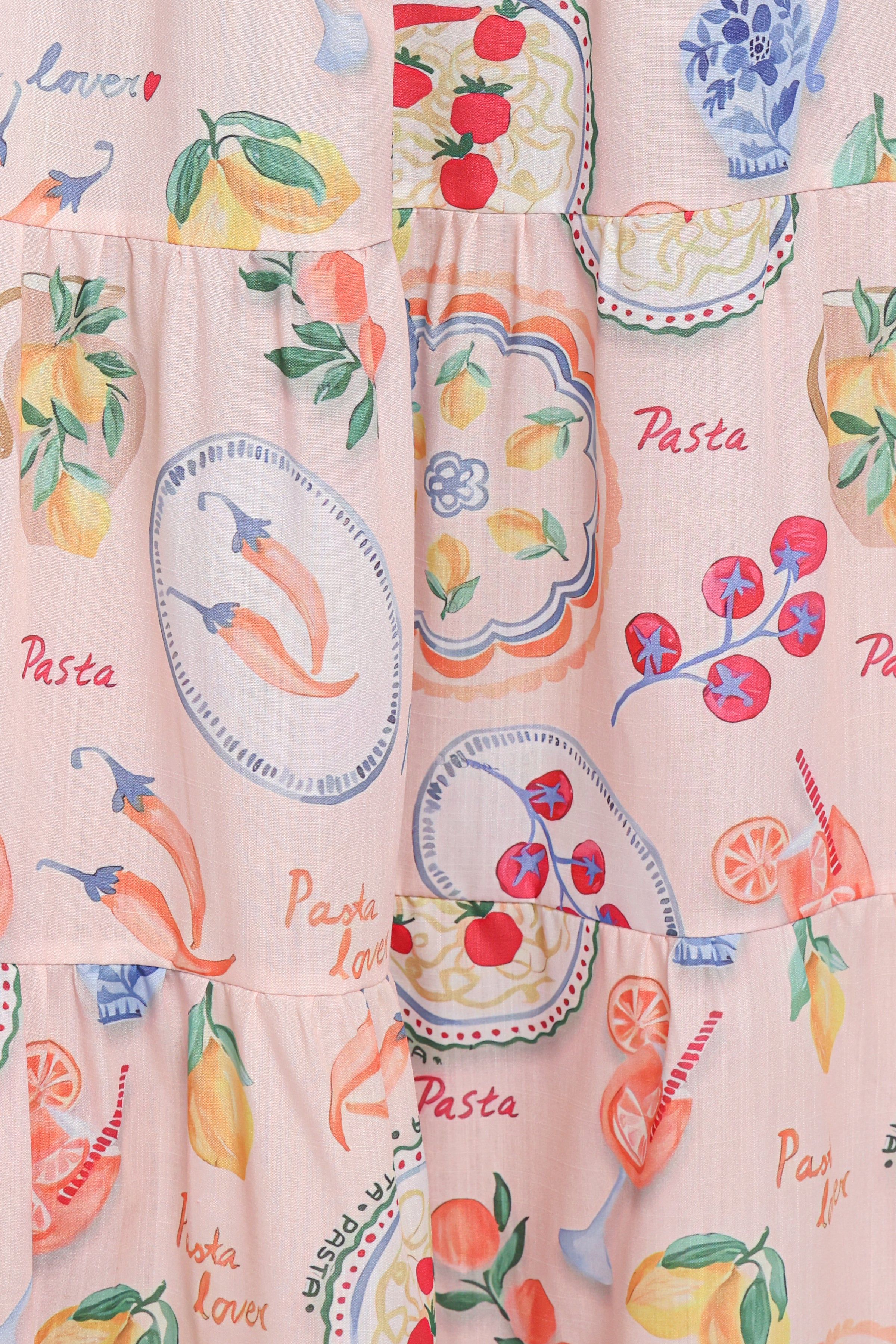 Soliel Puff Sleeve Midi - Pasta Print