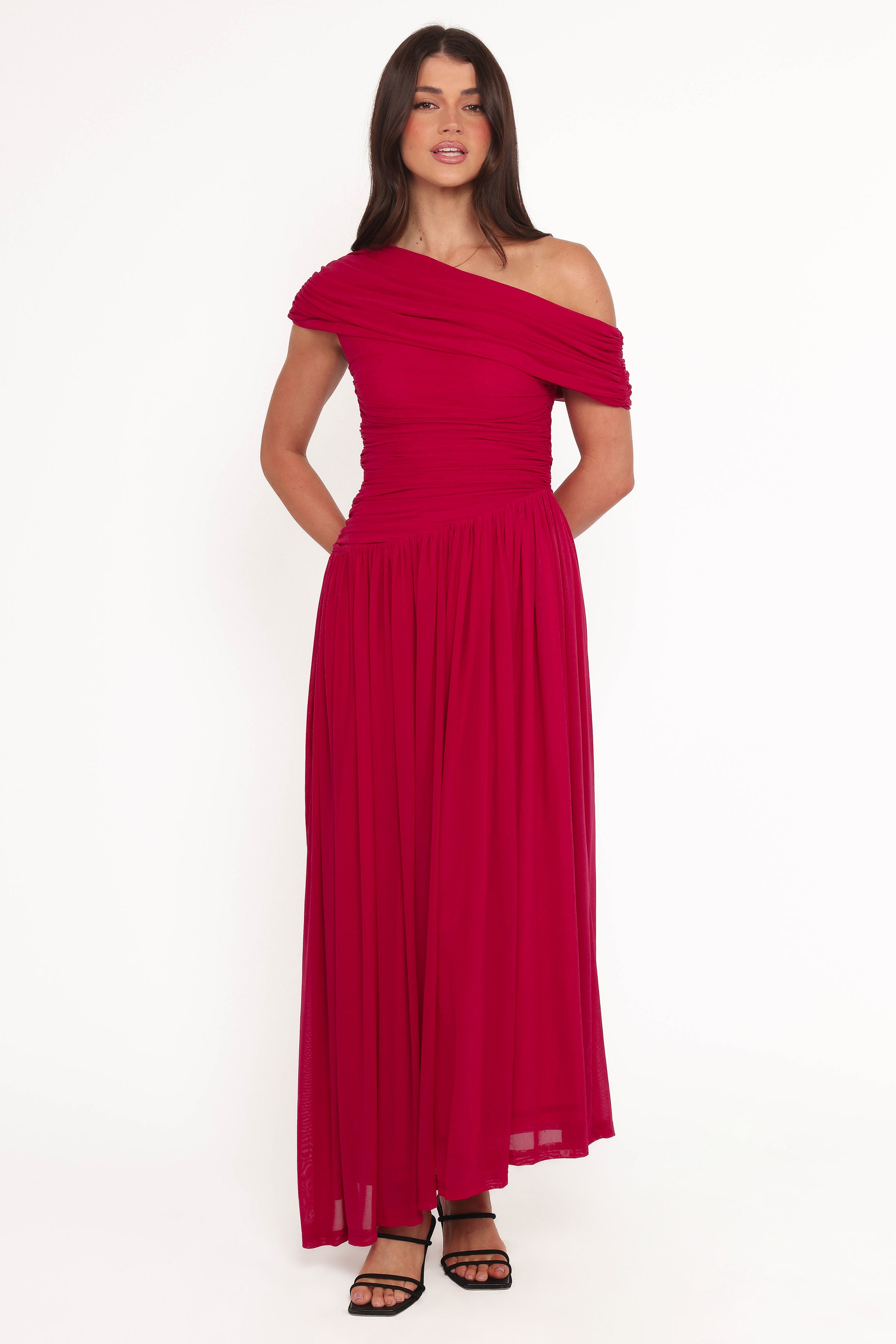 Tahira Off Shoulder Maxi Dress - Berry