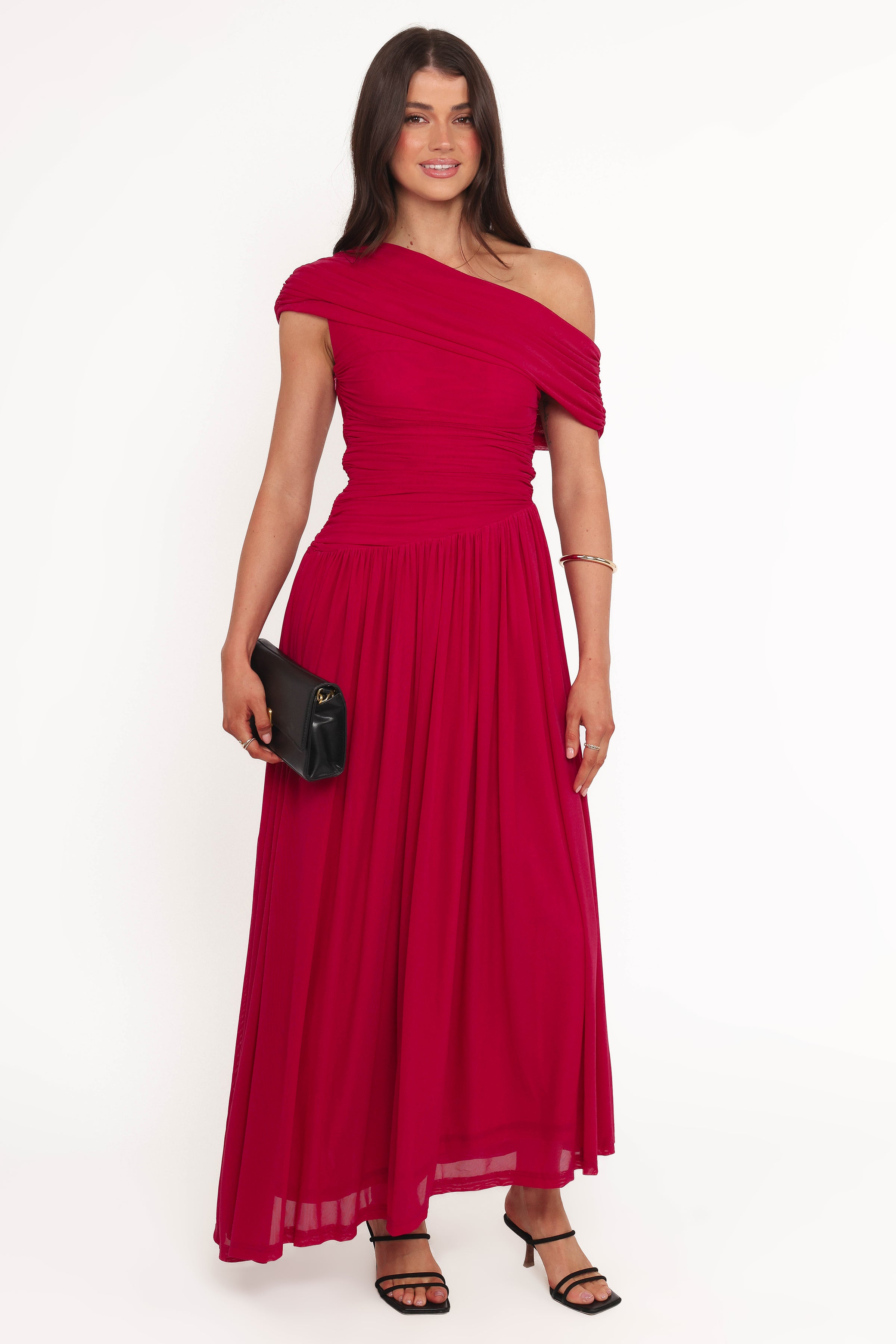 Tahira Off Shoulder Maxi Dress - Berry