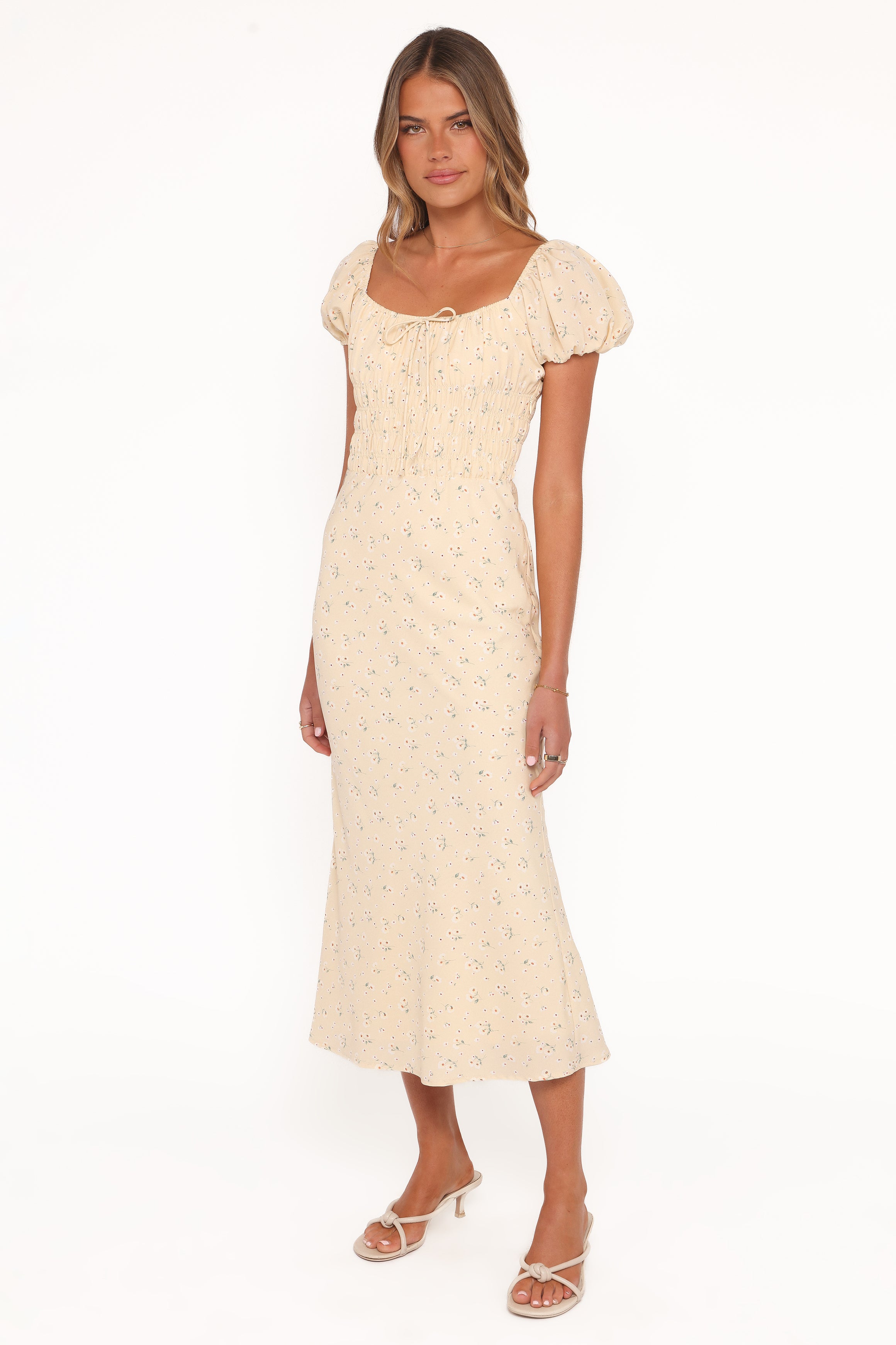 Teigan Midi Dress - Yellow Floral