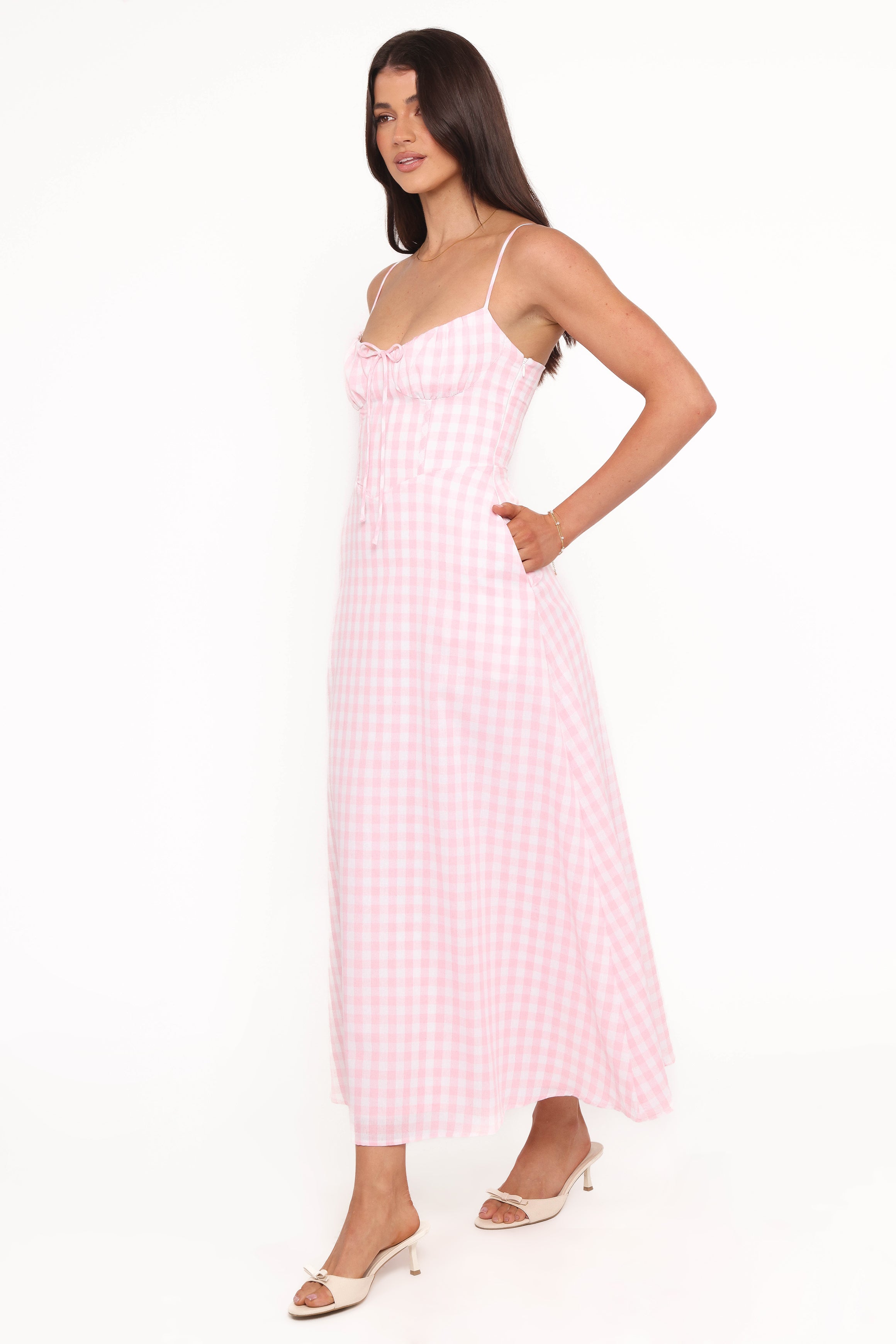 Tilbury Midi Dress - Pink Gingham