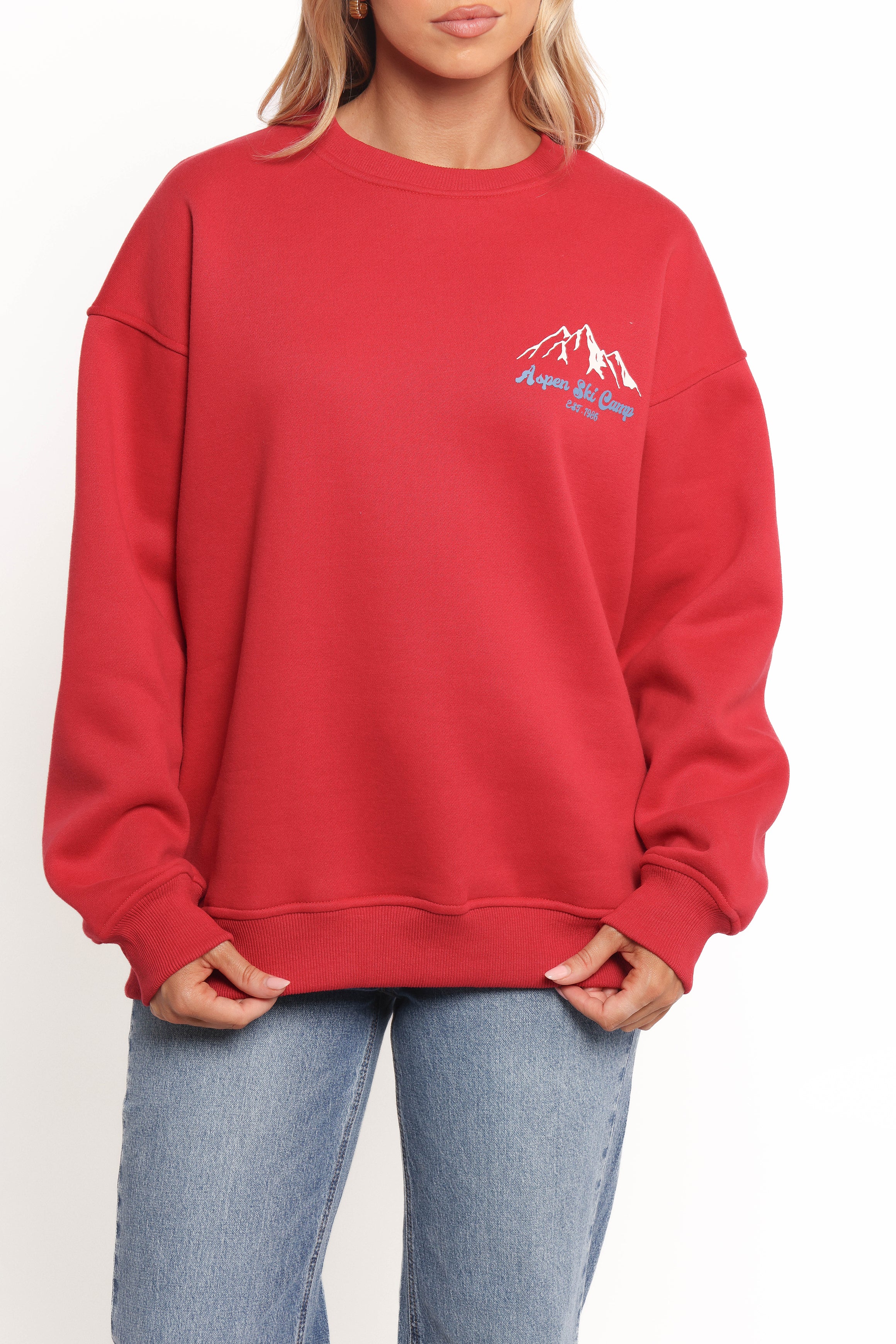 Torie Apres Ski Camp Sweatshirt - Cherry