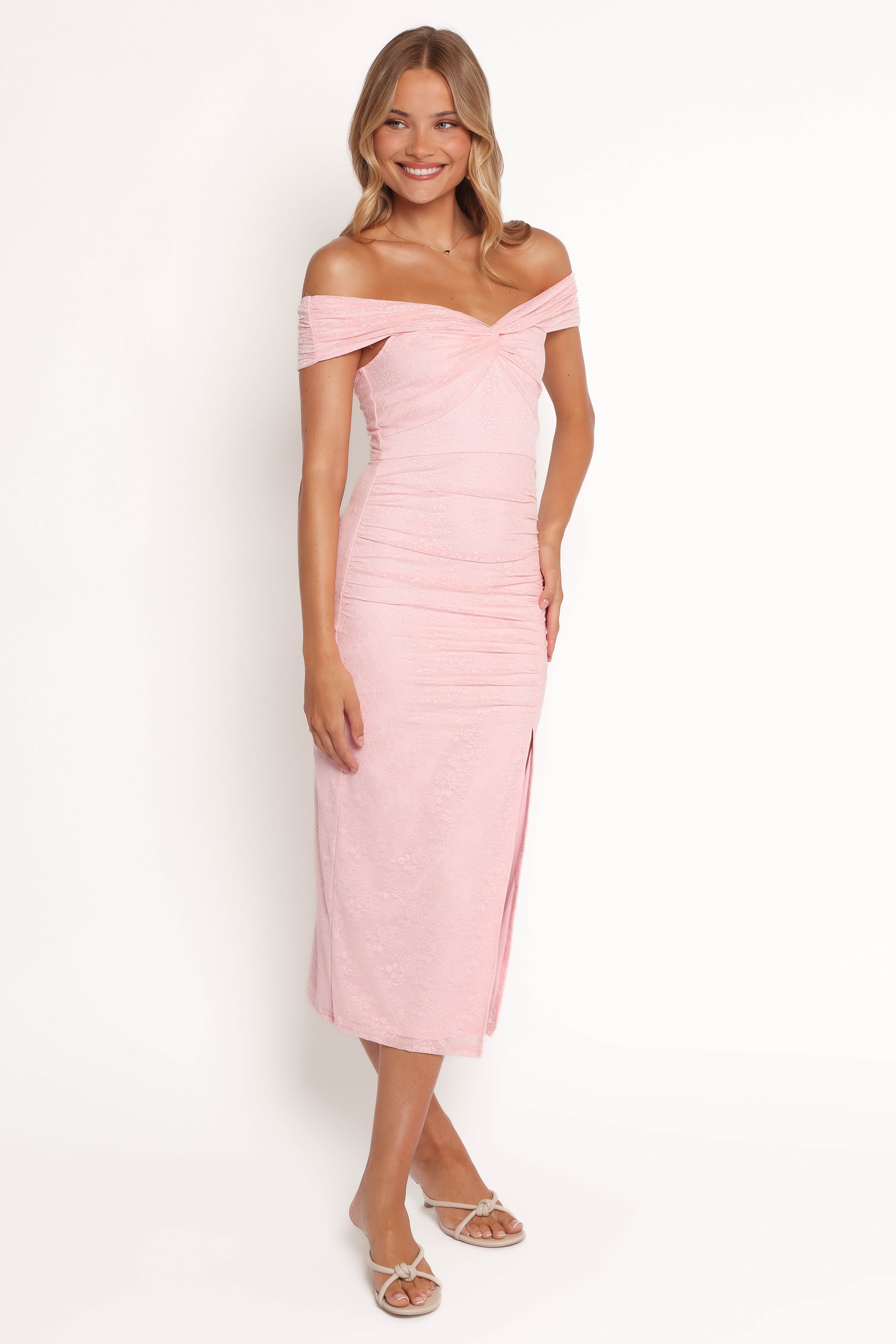 Vada Midi Dress - Pink Lace