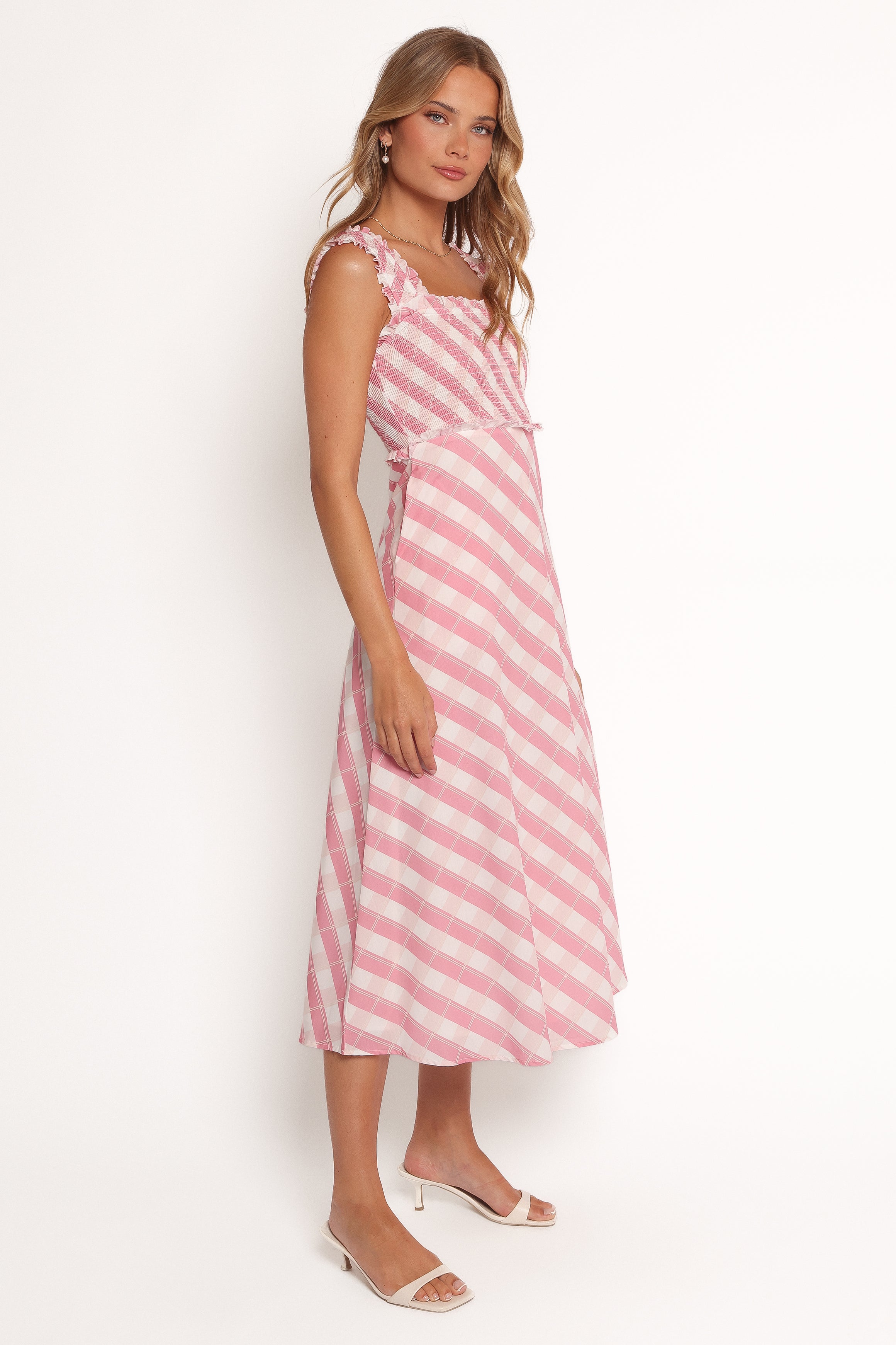 Valentin Midi Dress - Pink Check