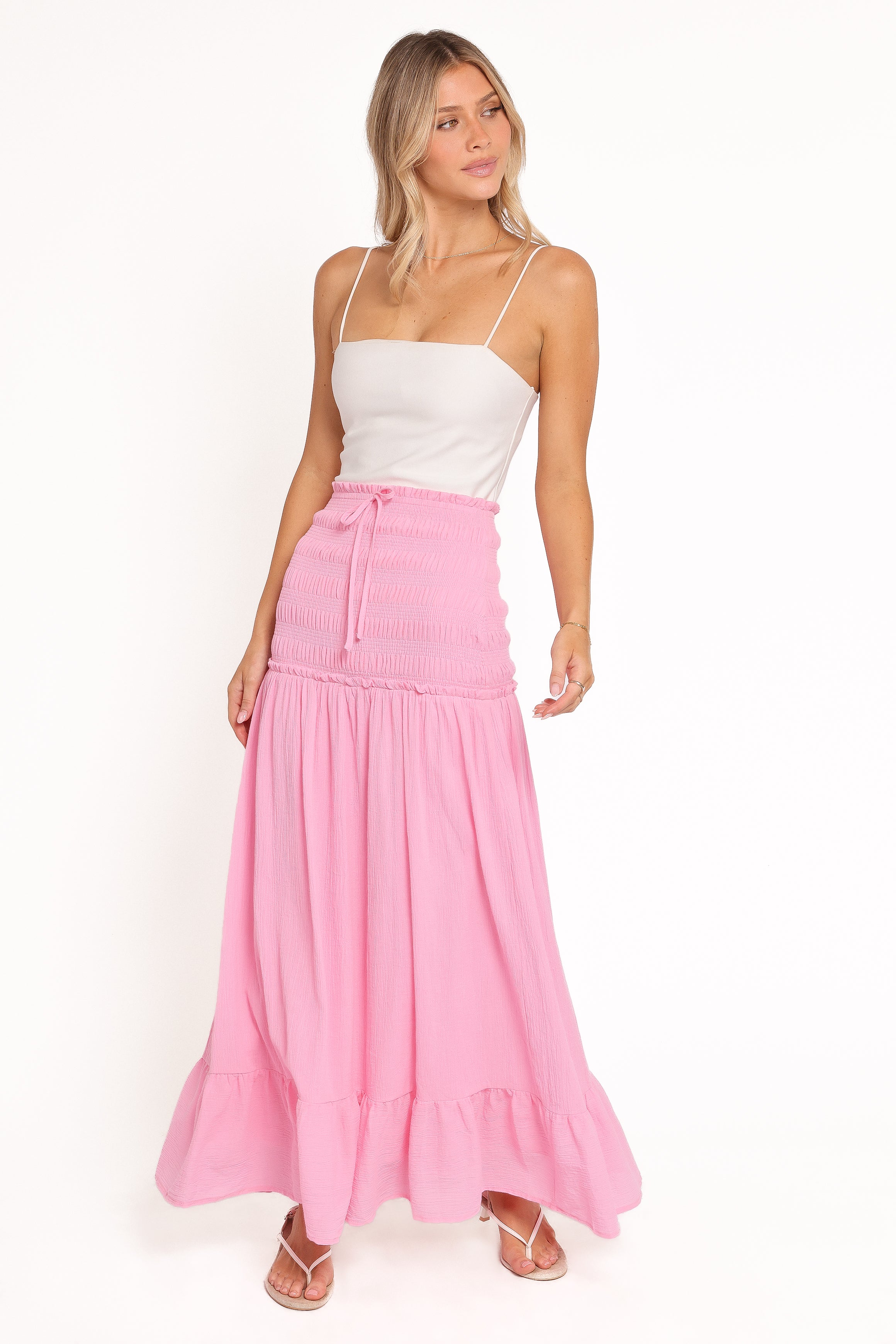 Valerie Drop Waist Maxi Skirt - Pink