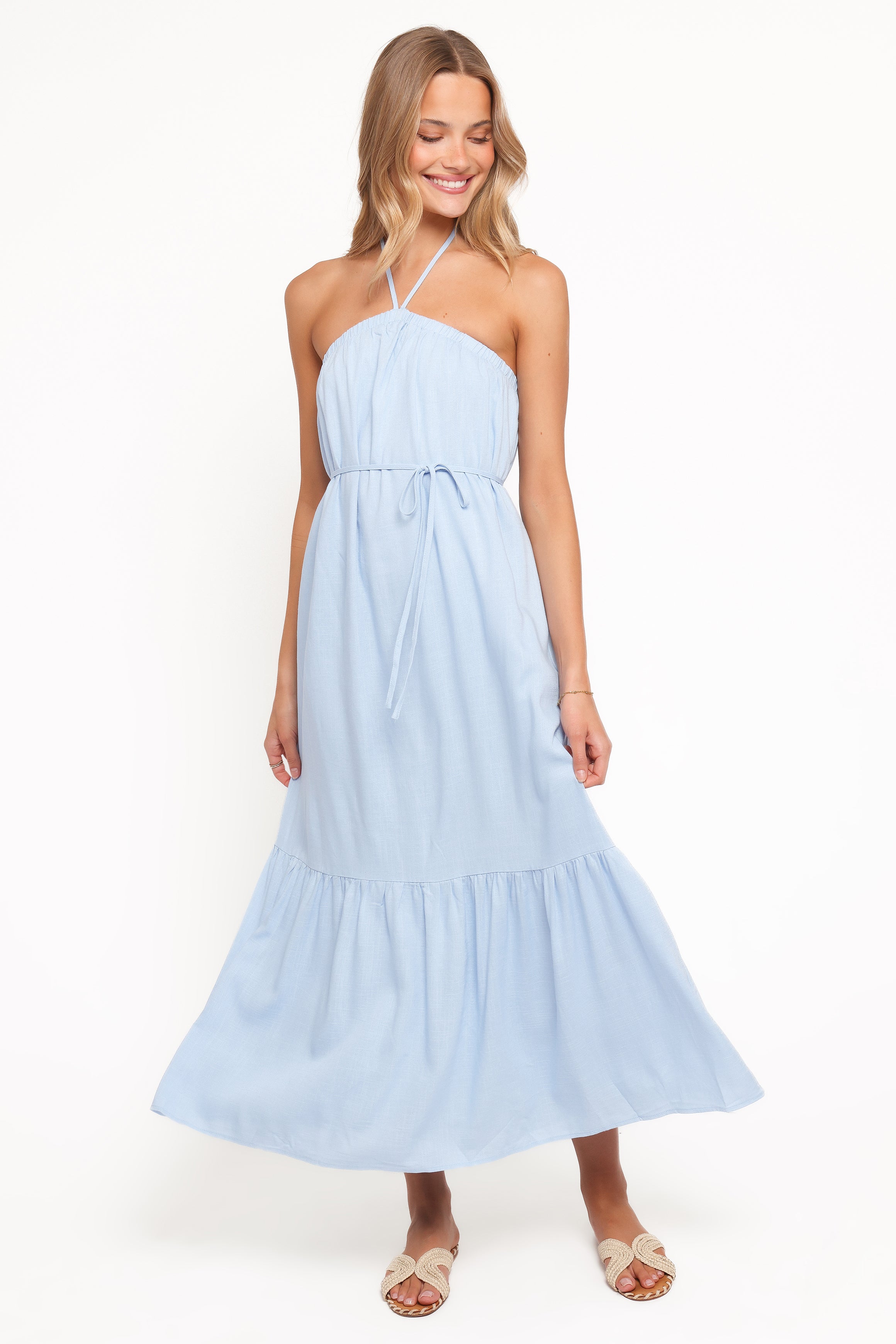 View Halterneck Maxi Dress - Pale Blue